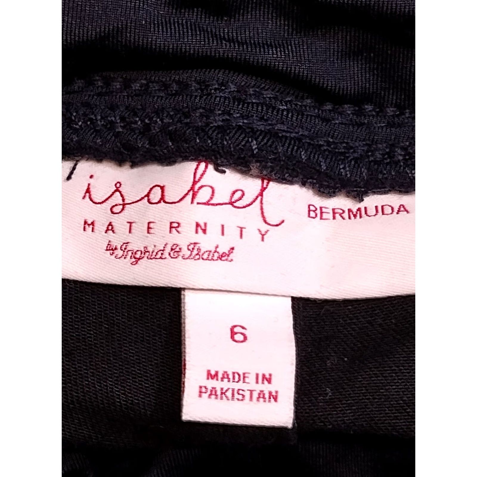 Denime Isabel Maternity Shorts Bermuda Black Denim Crossover Panel Size 6 Maternity Cotton Blend Pull On Regular Rise High Inseam 7 in Womens Size 28" / US 6 / IT 42 - 5 Thumbnail