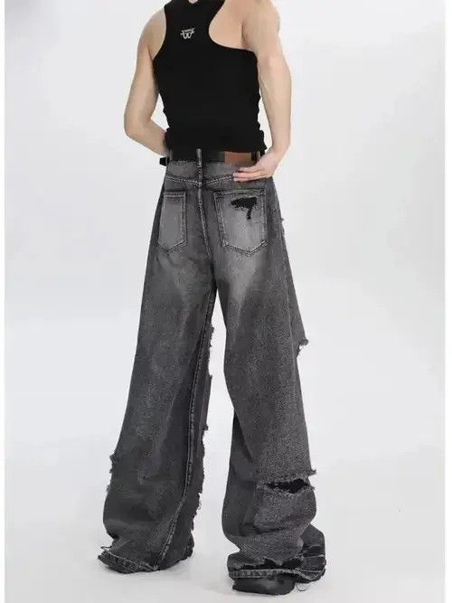 Japanese Brand Men's Jeans Wide Leg Denim Pants Fashion Loose Size US 32 / EU 48 - 3 Thumbnail
