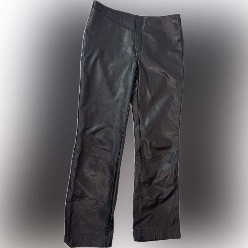Guess Y2K Guess Genuine Leather Pants Size 8 Mid-Rise Straight Leg Size 30" / US 8 / IT 44 - 1 Thumbnail