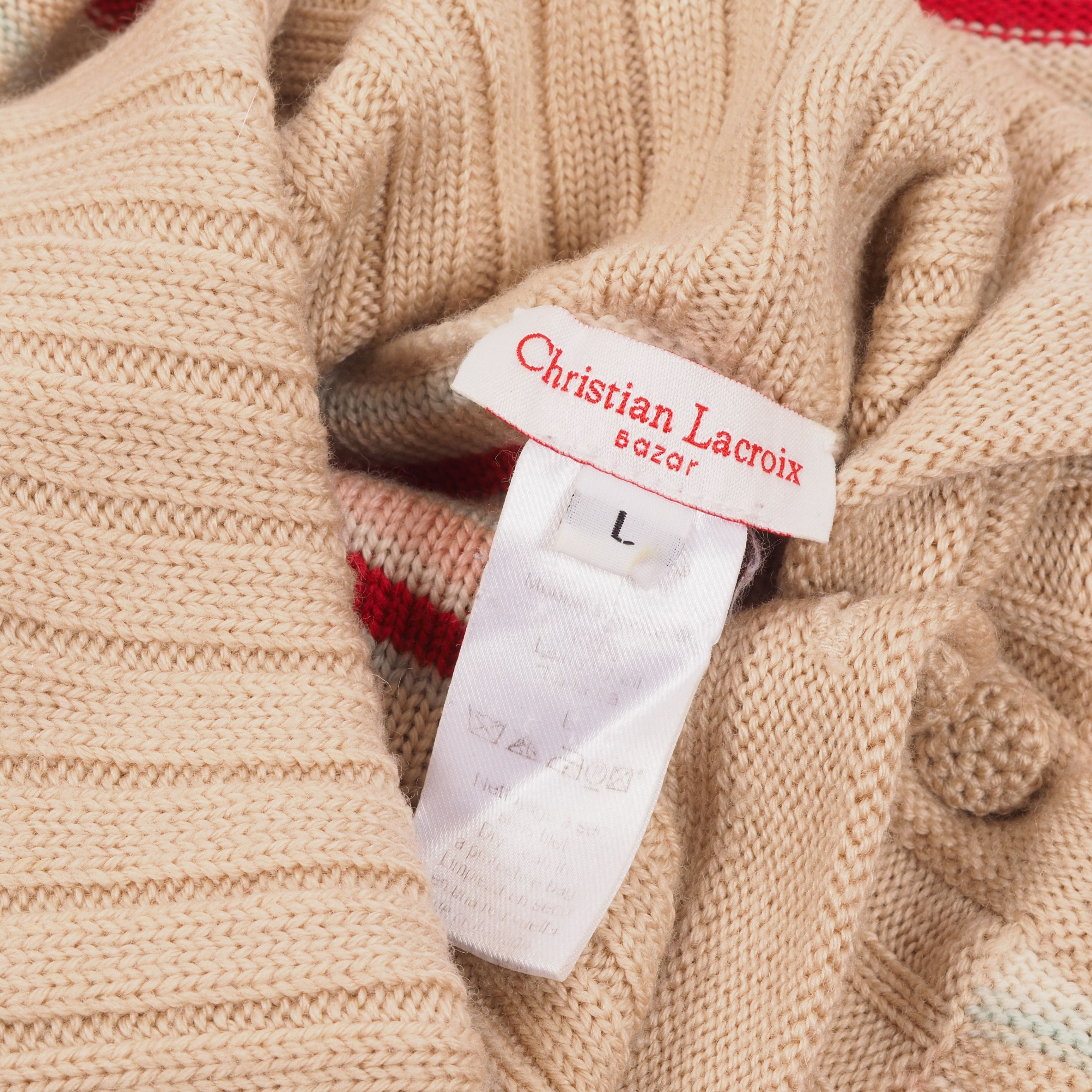 Christian Lacroix Christian Lacroix Bazar Vintage 90s Wool Knit Sweater Size L / US 10 / IT 46 - 6 Thumbnail