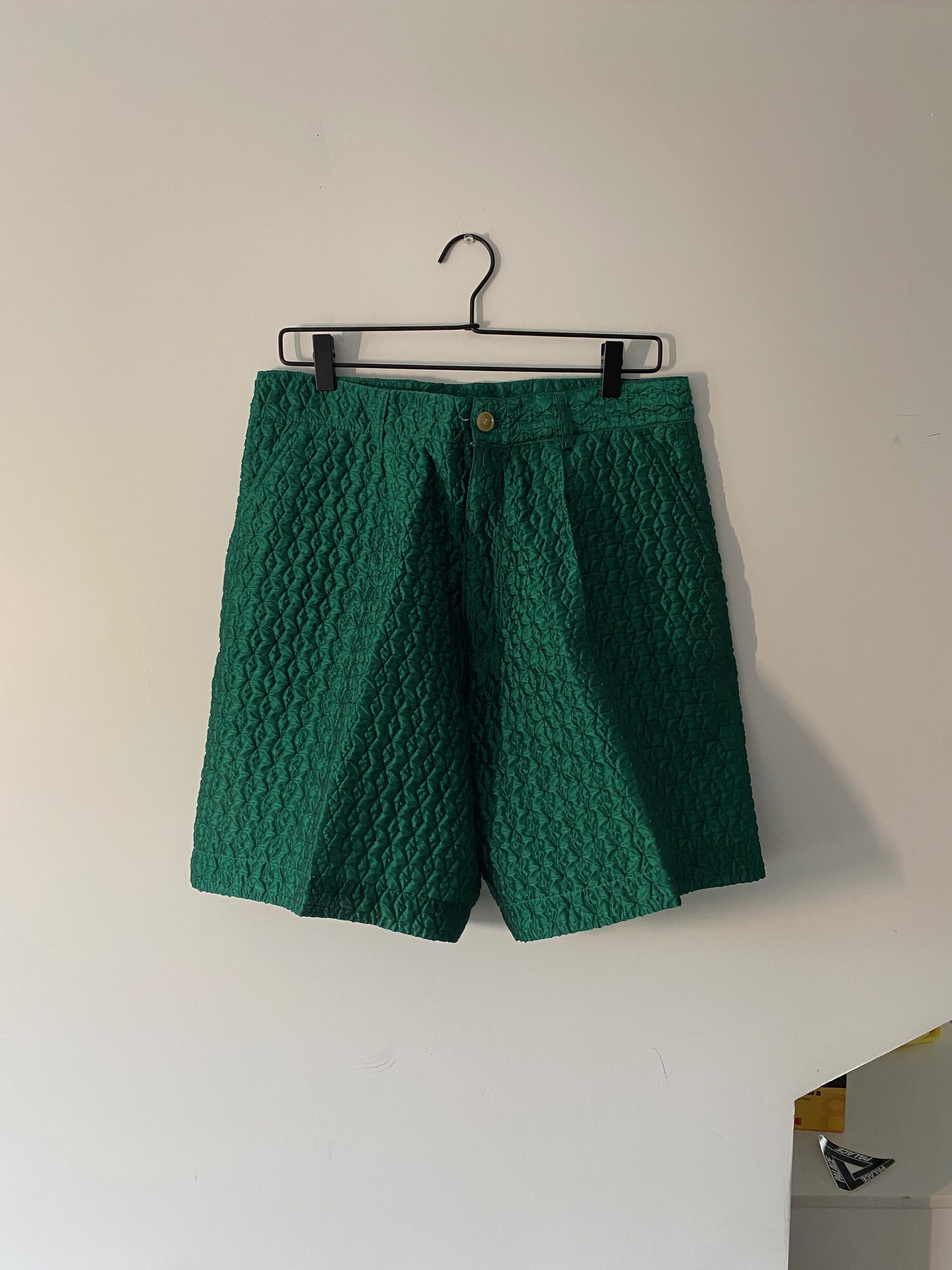 Pre-owned Walter Van Beirendonck Ss20 Runway Korova Silk Shorts In Green
