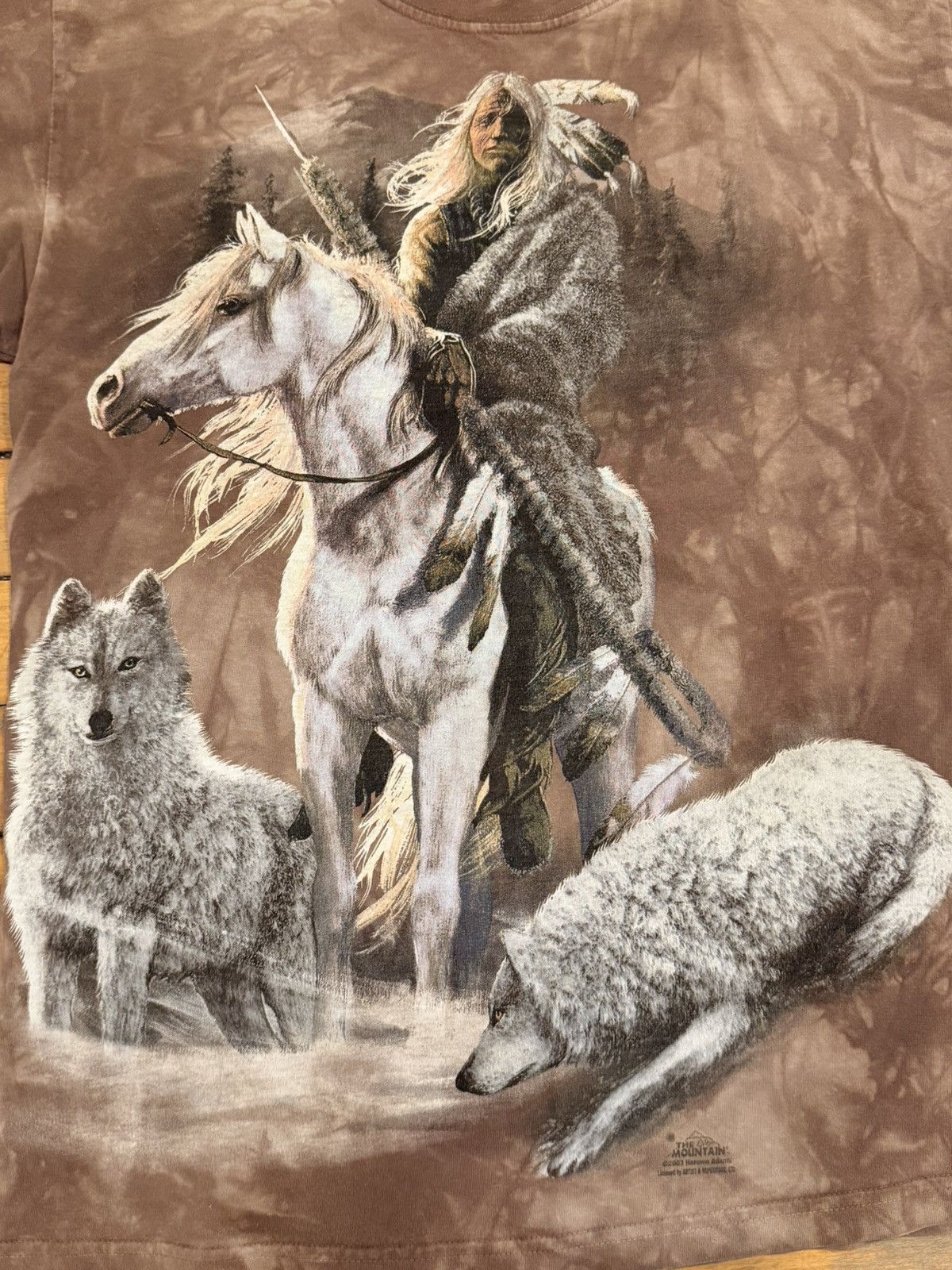 Vintage ‘03 the mountain native american wolf nature tee