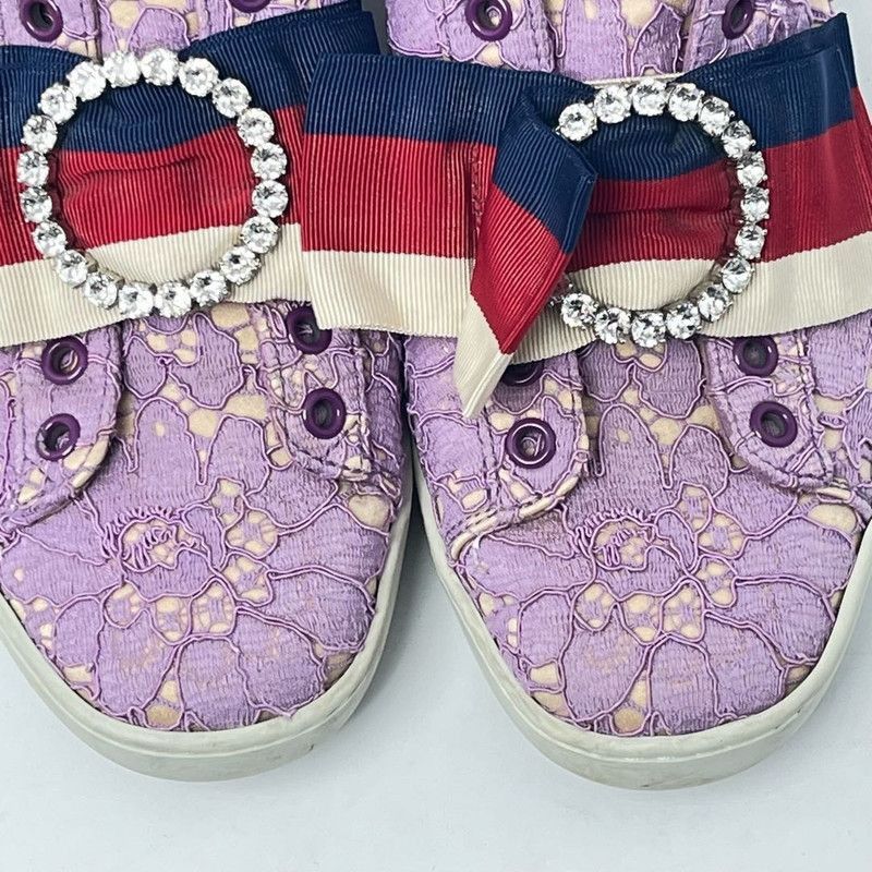 Gucci Gucci Ace Lace Sneakers with Rhinestone Buckle - Size US 6.5 / IT 36.5 - 7 Thumbnail