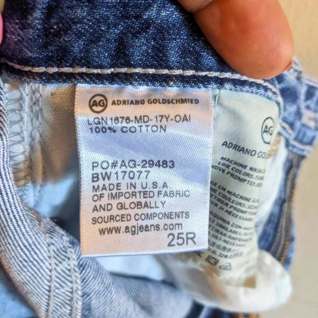 AG Adriano Goldschmied AG-ED Phoebe Vintage Jeans 25R High Rise Tapered Distressed 100% Cotton Size 25" / US 0 / IT 36 - 6 Thumbnail