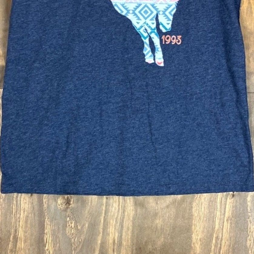 Ariat Ariat Womens Shirt Blue Geo Bronc Short Sleeve Cotton Blend Medium Size M / US 6-8 / IT 42-44 - 3 Thumbnail