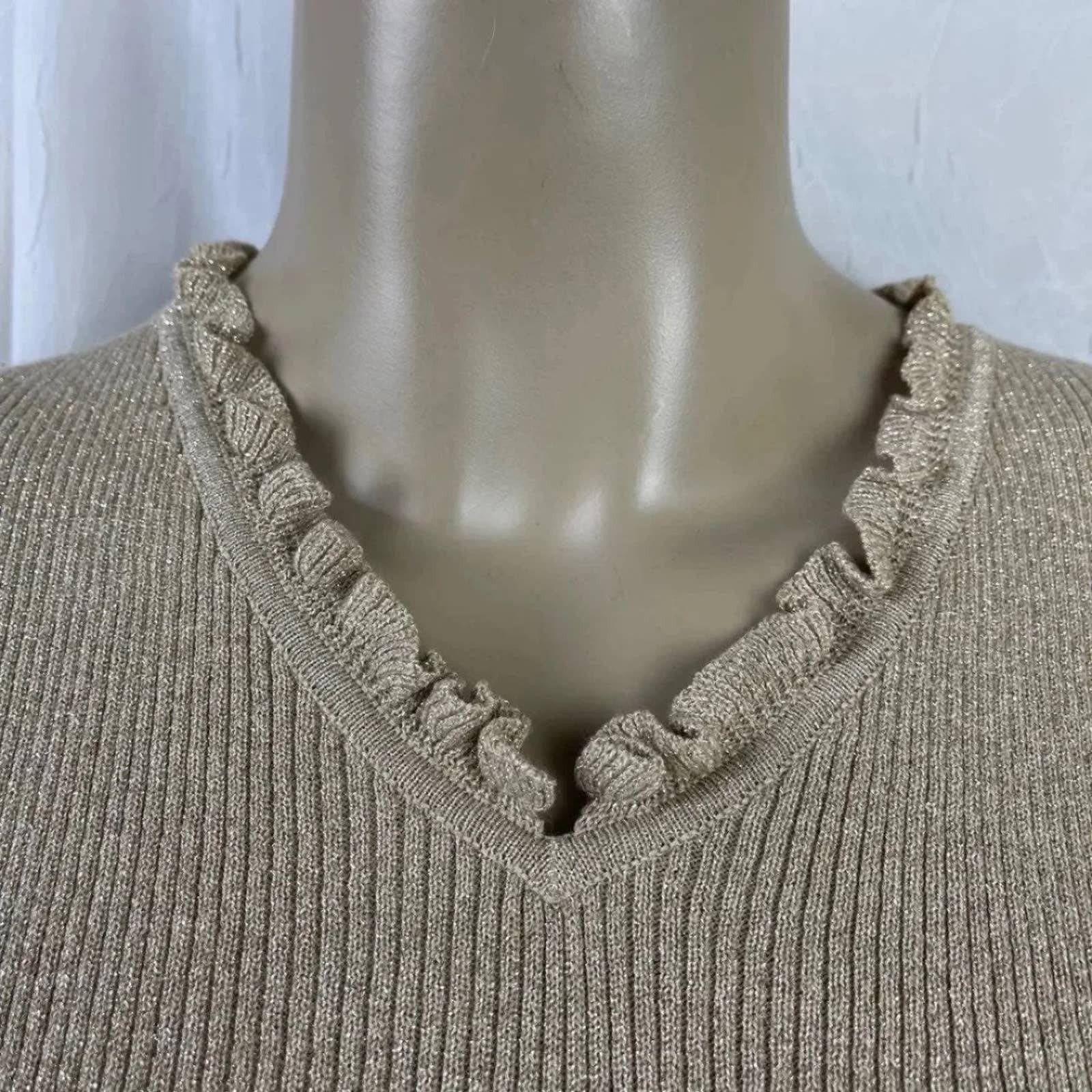 Vintage VTG Y2K Liz Claiborne Lizsport Petite Gold Shimmer Sweater Size S / US 4 / IT 40 - 3 Thumbnail