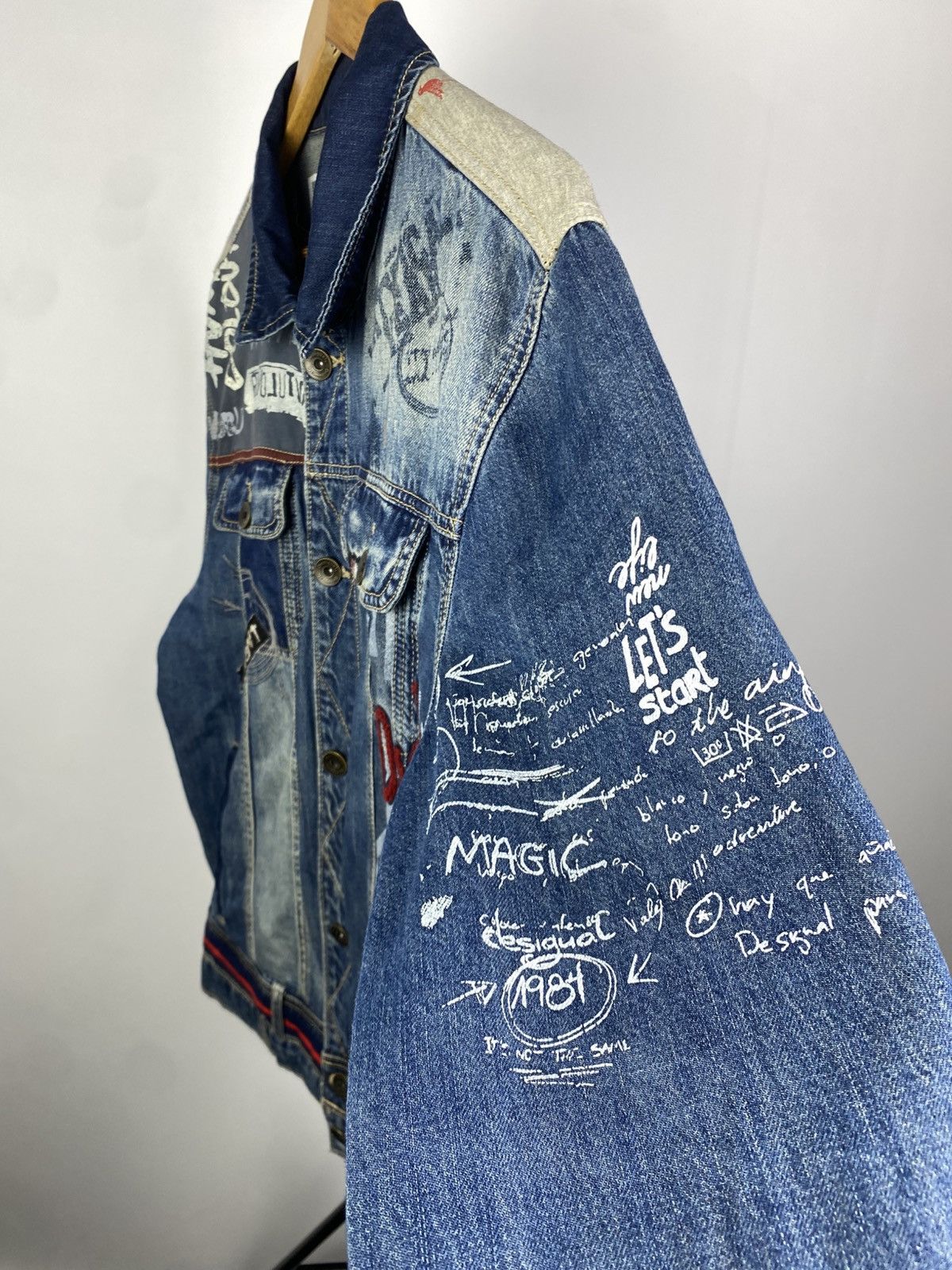 Desigual × Japanese Brand Vintage 90s Desigual patchwork denim faded jacket Size XXL / US 16-18 / IT 52-54 - 4 Thumbnail