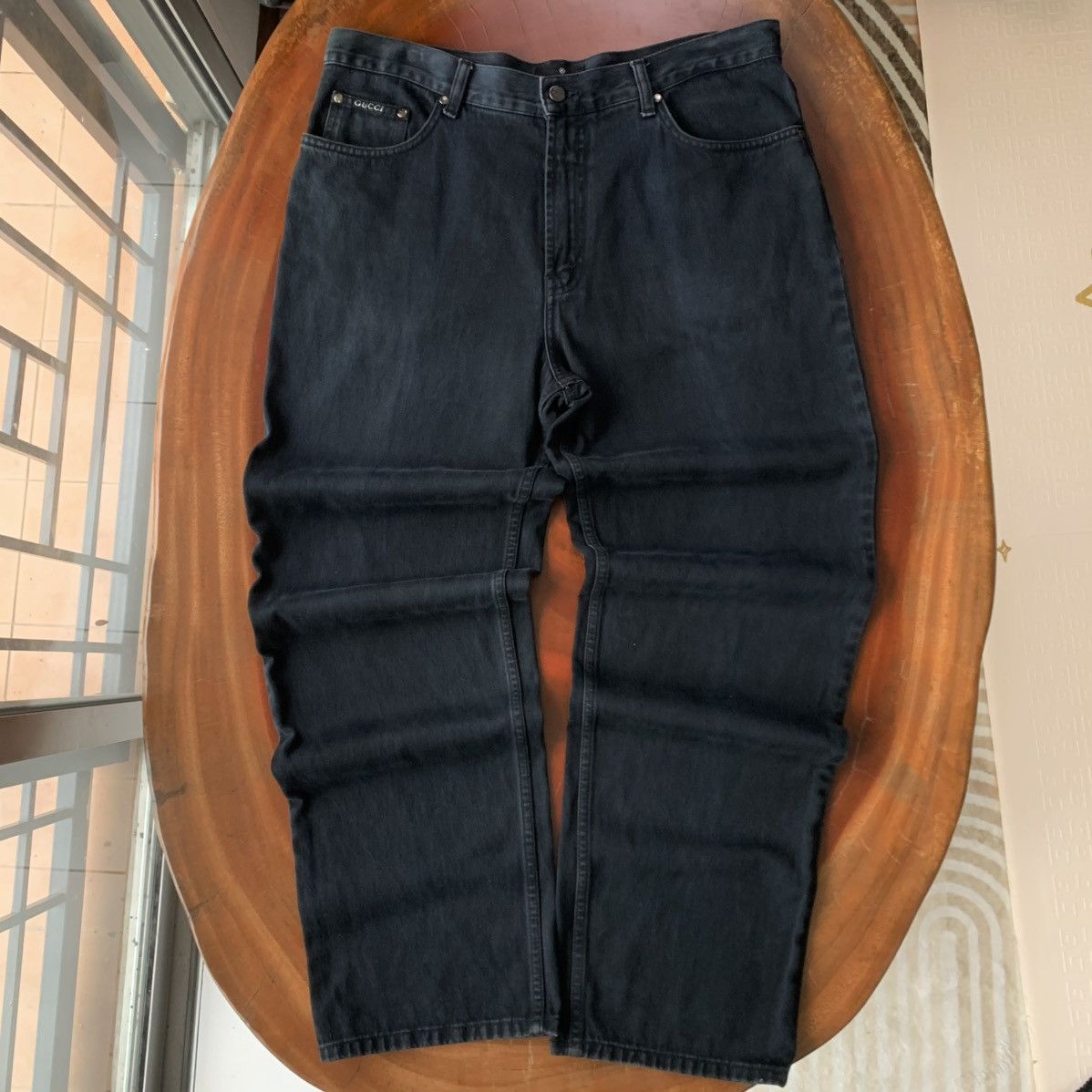 Gucci Vintage Denim Washed Black Pants