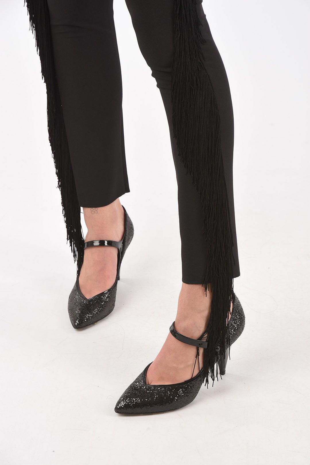 Philipp Plein og1mm0824 Side Fringed Pants in Black Size 32" / US 10 / IT 46 - 4 Thumbnail