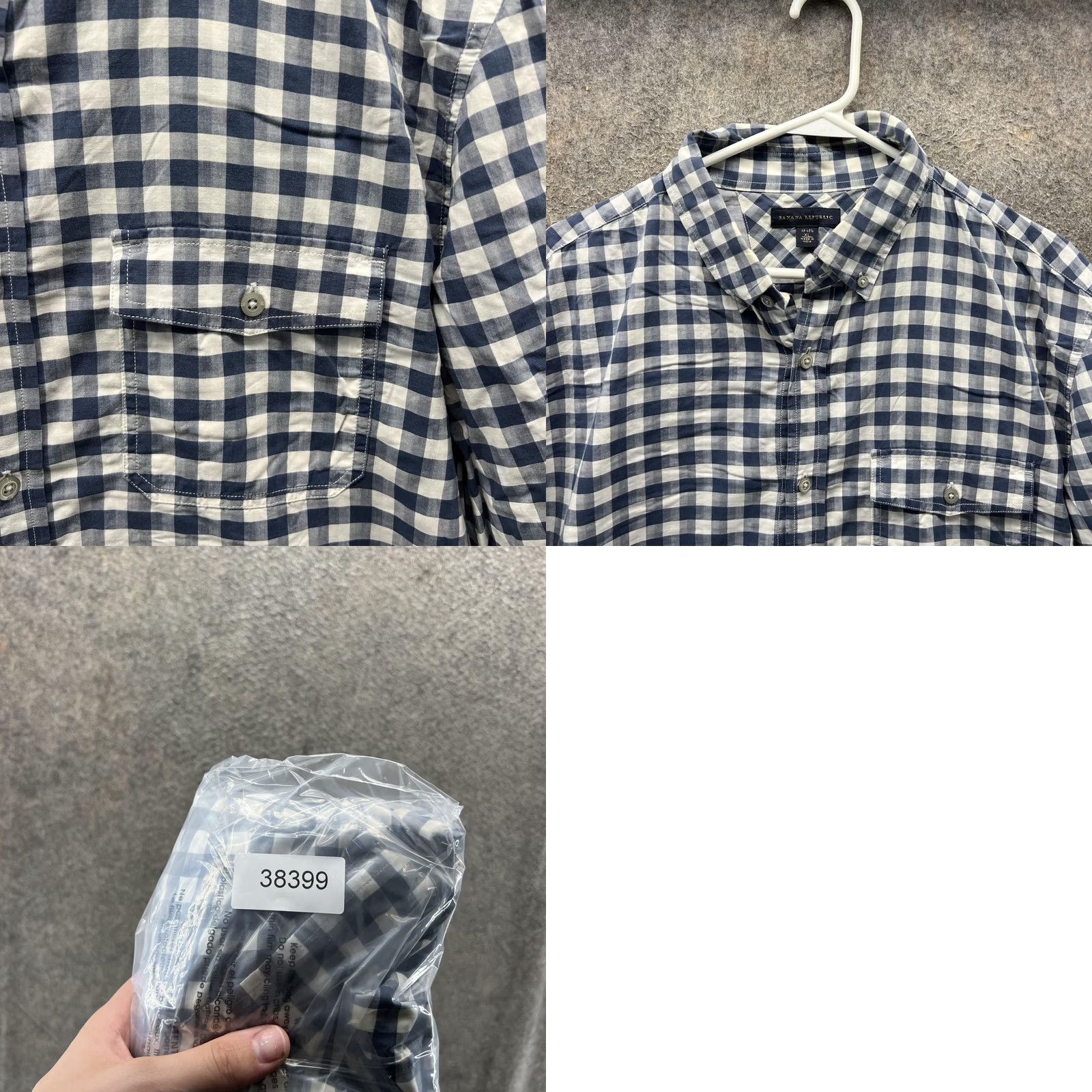 Banana Republic Banana Republic Shirt Mens XL Blue White Gingham Button-Down Long Sleeve Cotton Size US XL / EU 56 / 4 - 8 Thumbnail