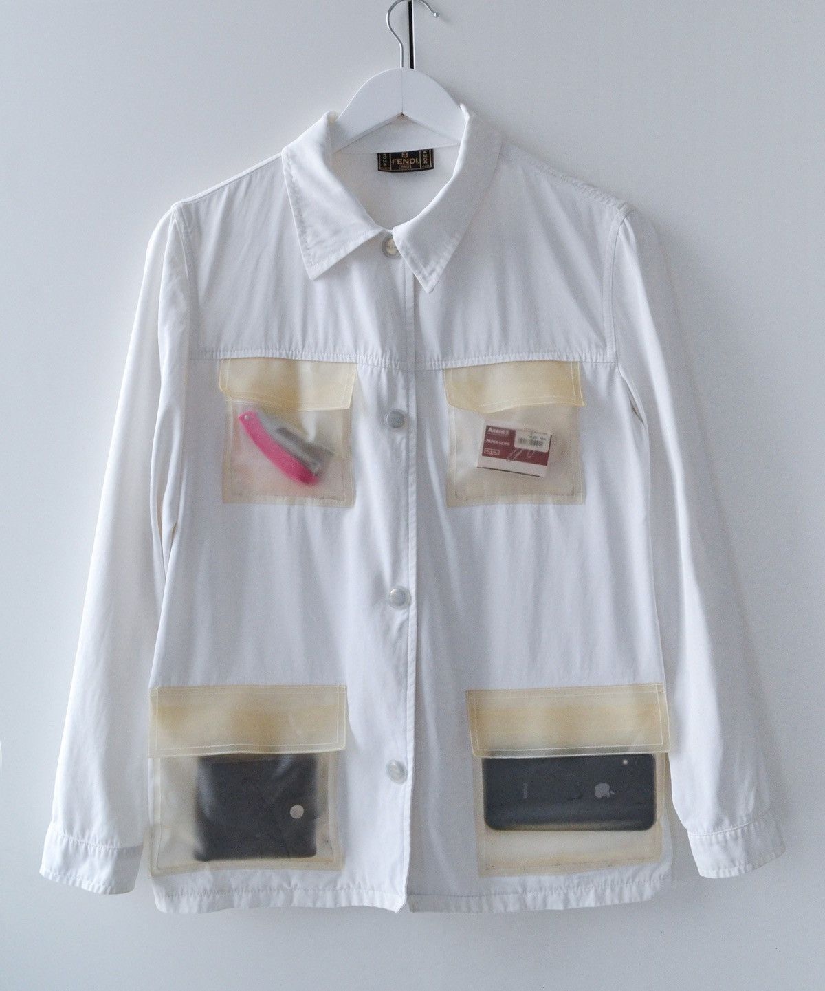 Fendi FENDI Jacket Overshirt White Coach Shirt Cargo Pockets Size US S / EU 44-46 / 1 - 3 Thumbnail