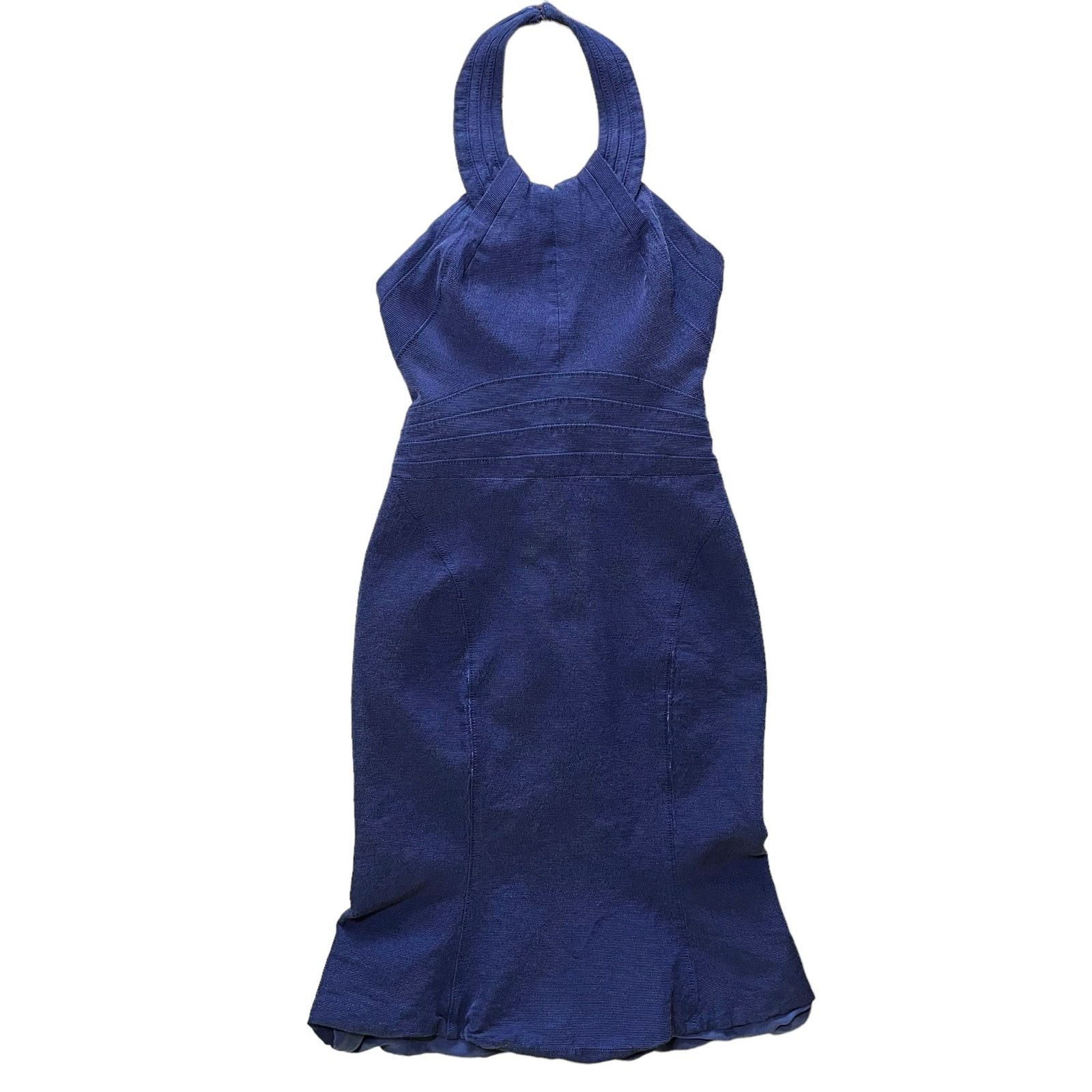 Zac Posen Zac Posen Navy Blue Halter-Neck Sheath Midi Mermaid Dress Size S / US 4 / IT 40 - 15 Thumbnail