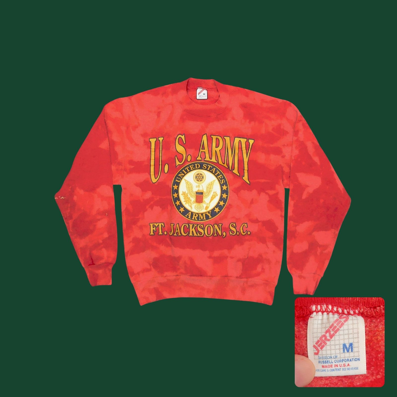 Jerzees 80s Jerzees Custom Bleach US Army Fort Jackson Sweatshirt Size US M / EU 48-50 / 2 - 1 Thumbnail