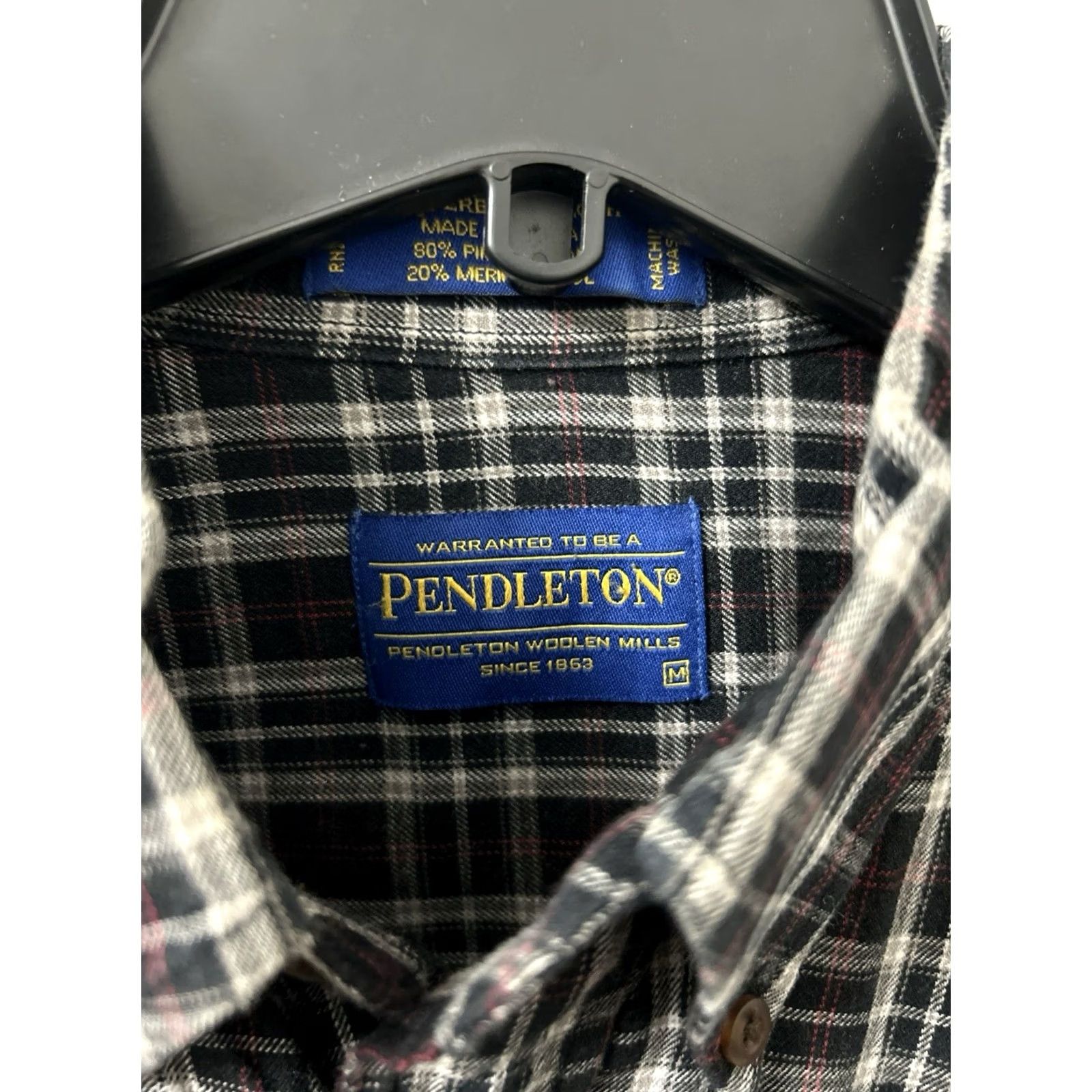 Pendleton Pendleton Shirt Mens Medium Black Plaid Merino Wool Pima Cotton Canterbury Cloth Size US M / EU 48-50 / 2 - 5 Thumbnail