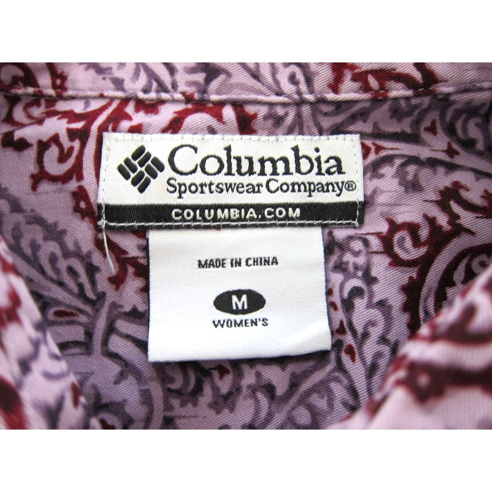 Vintage Columbia Blouse Shirt M Women 100% Cotton Purple Red Paisley Long Sleeve Collared Button Up Size M / US 6-8 / IT 42-44 - 3 Thumbnail