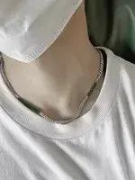 Jewelry Green Stone Chrome Chain Silver Goth God Vibe Necklace Size ONE SIZE - 2 Thumbnail