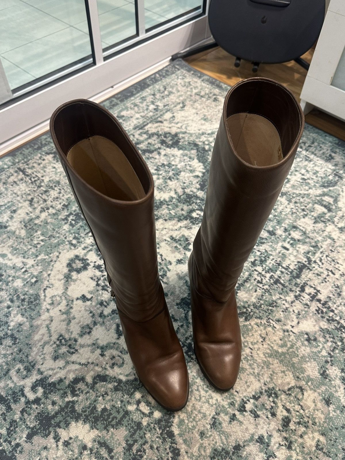 Gucci Gucci Brown Leather Pull On Knee High Riding Low Heel Boots Size US 6 / IT 36 - 6 Thumbnail
