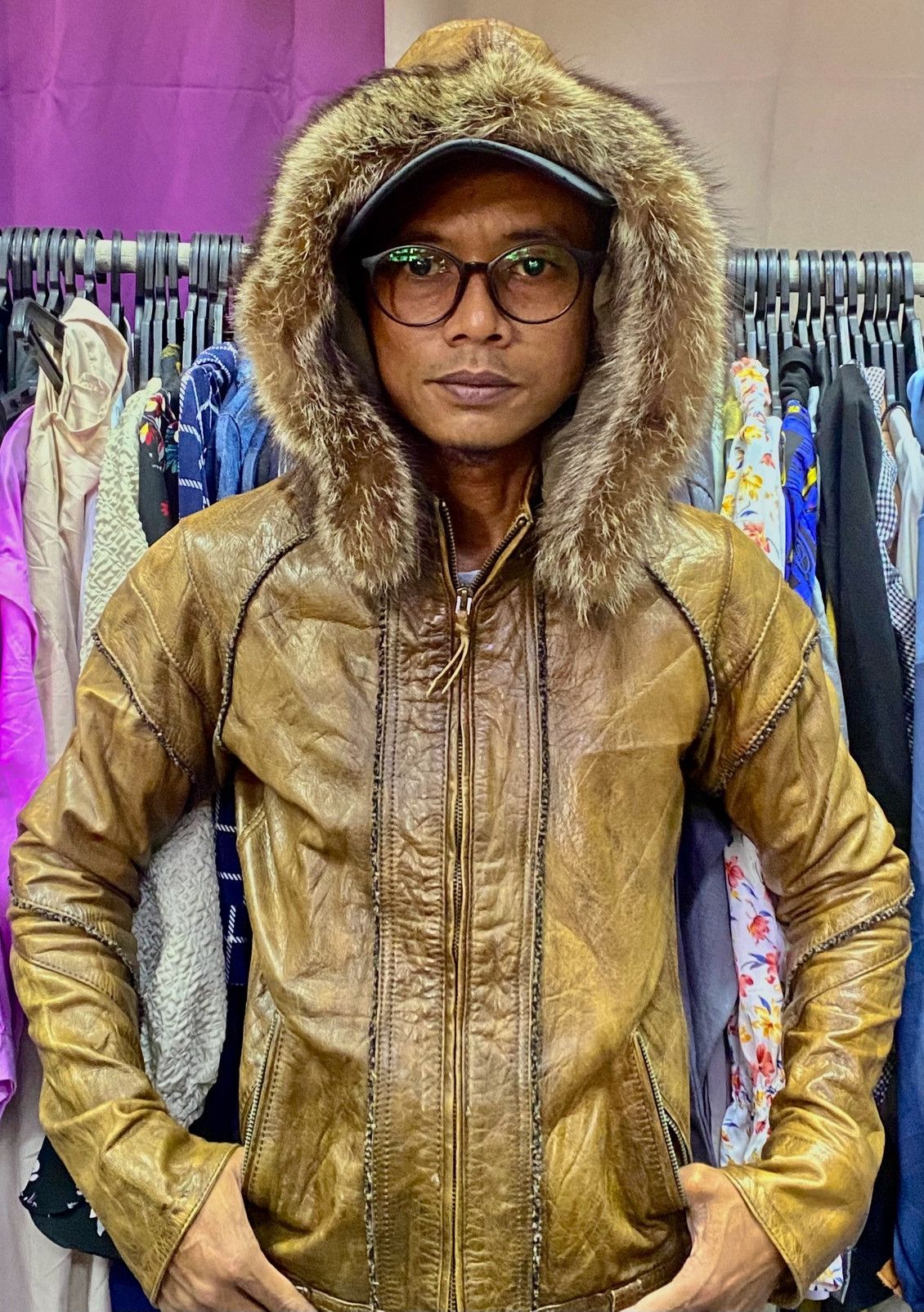 14th Addiction 14th Addiction Fur Hooded Leather Jacket Size US XS / EU 42 / 0 - 20 Thumbnail