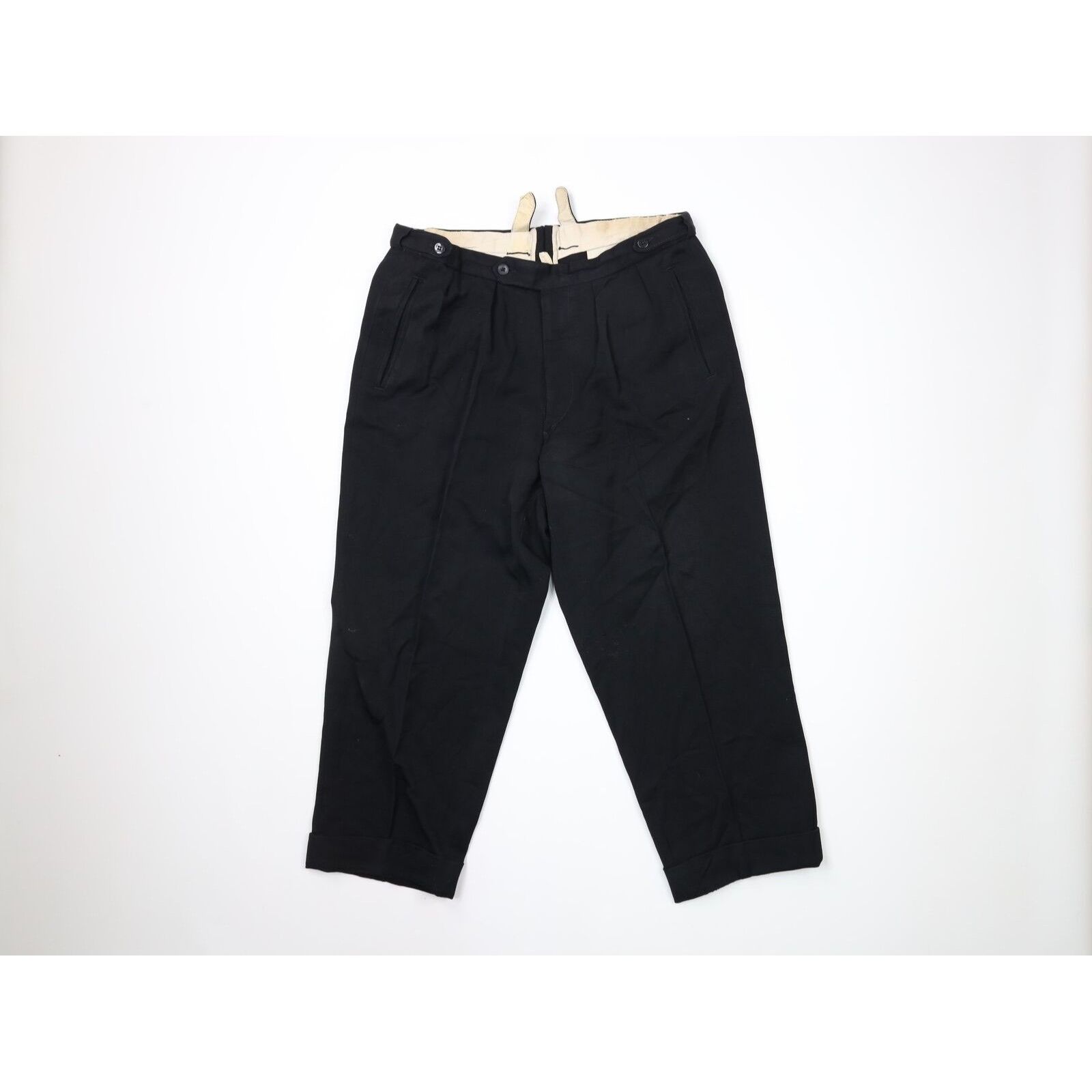Vintage Vintage 40s Streetwear Thrashed Button Fly Pleated Pants Size US 34 / EU 50 - 1 Thumbnail