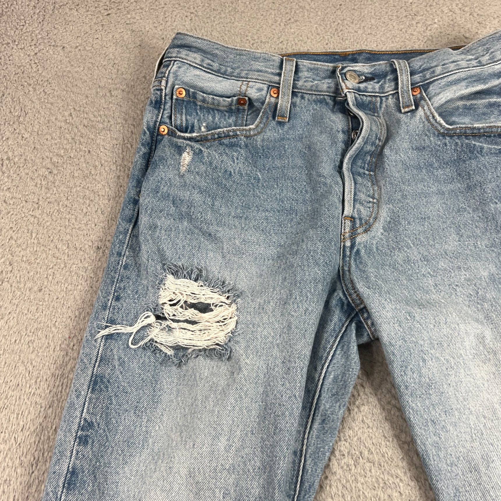 Levi's VINTAGE Levi's 501 Jeans Womens 31x26 Skinny Distressed Blue Denim Mid Rise Button Fly Size 24" / US 00 / IT 34 - 3 Thumbnail