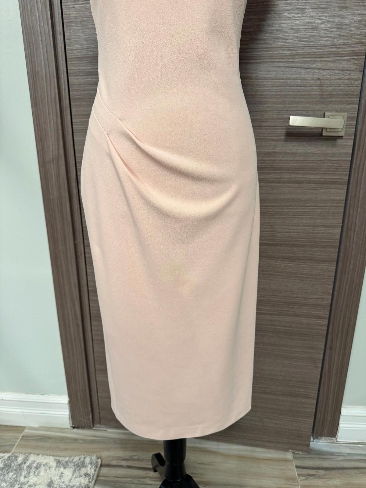 Other Betsy & Adam Blush One Shoulder Midi Dress Sz6 Ruffle Sheath Size M / US 6-8 / IT 42-44 - 2 Thumbnail