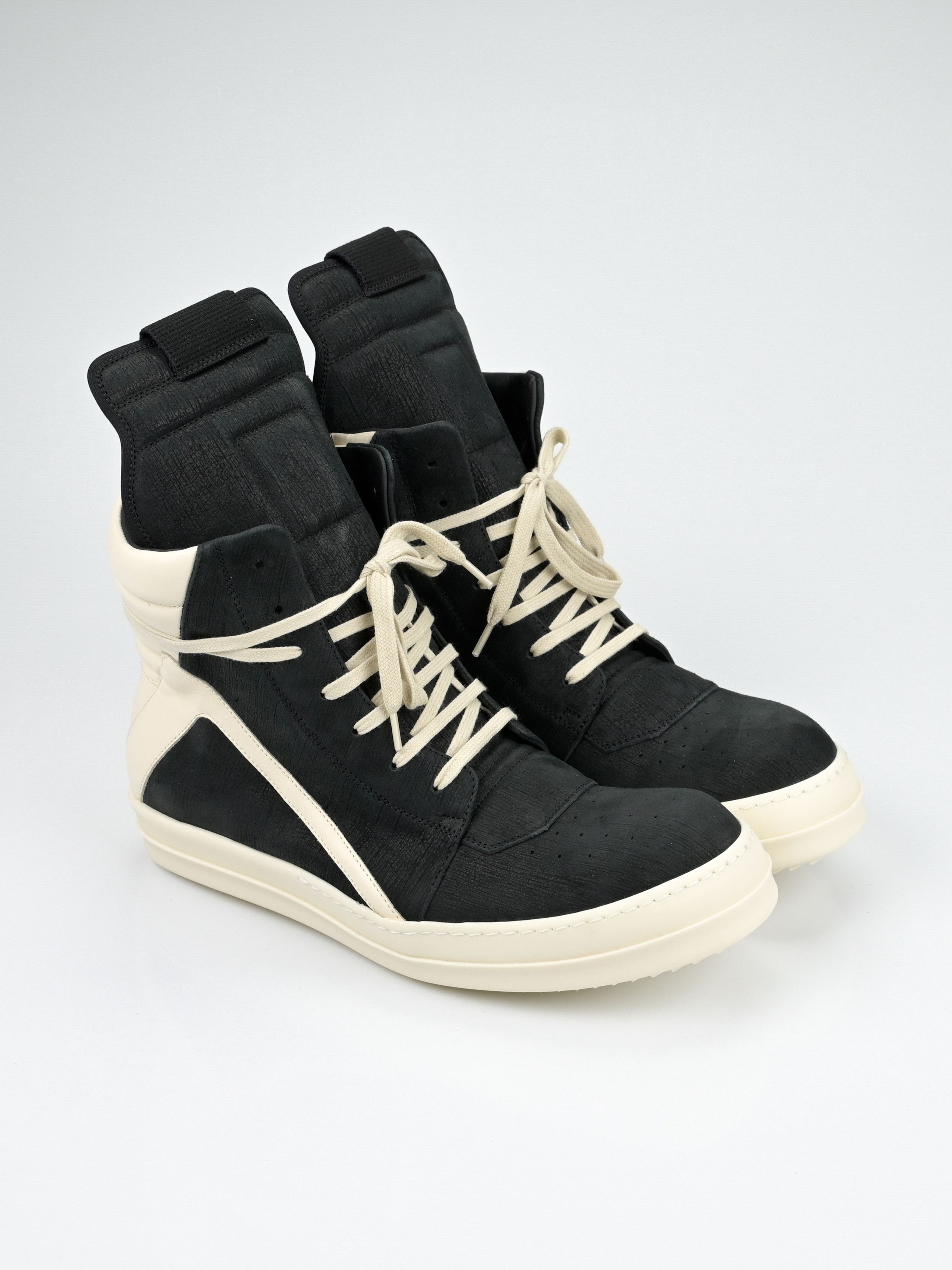 rick owens geobasket 42 スウェード Rick Owens Mega Geobasket - Size 42 - Pearl Black - Made in