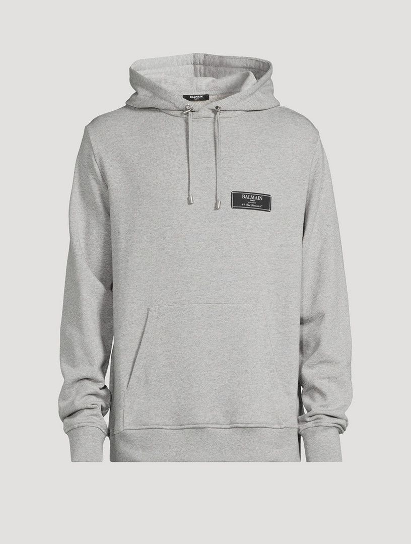 Balmain o1s1wg110925 Cotton Hoodie With Label in Grey Size US XL / EU 56 / 4 - 1 Thumbnail