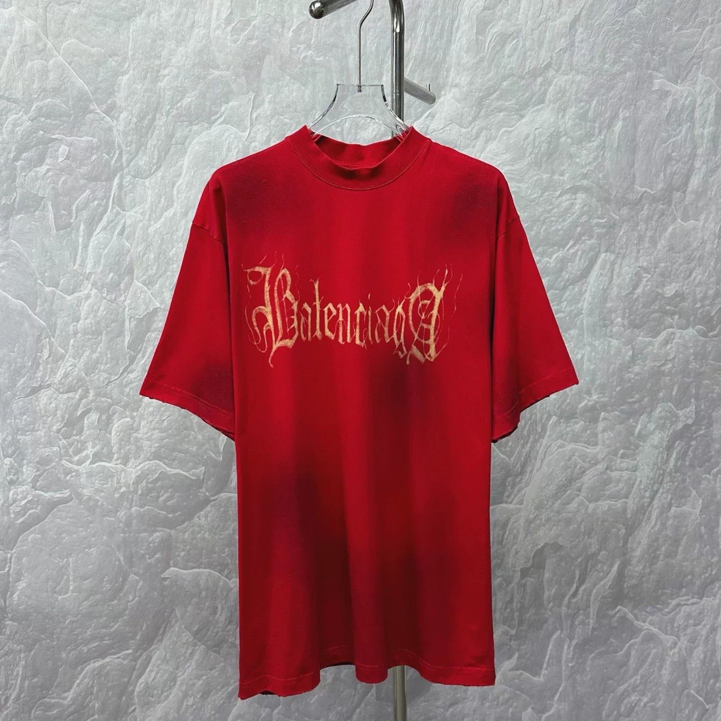 Balenciaga Balenciaga Mud-Dyed Sanskrit Print Distressed Tee Size US M / EU 48-50 / 2 - 1 Thumbnail