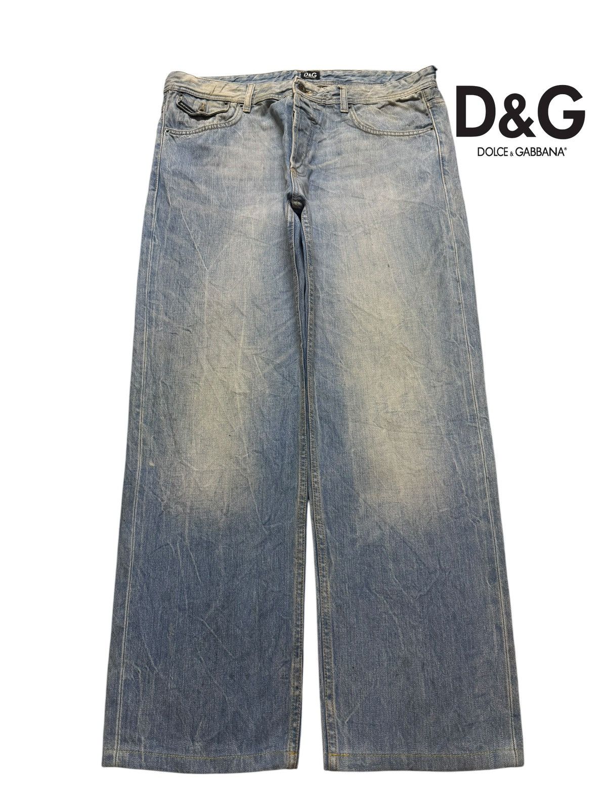 Dolce & Gabbana Vintage 90s Dolce & Gabbana Blue Faded Wash Wide Leg Loose Size US 36 / EU 52 - 1 Thumbnail