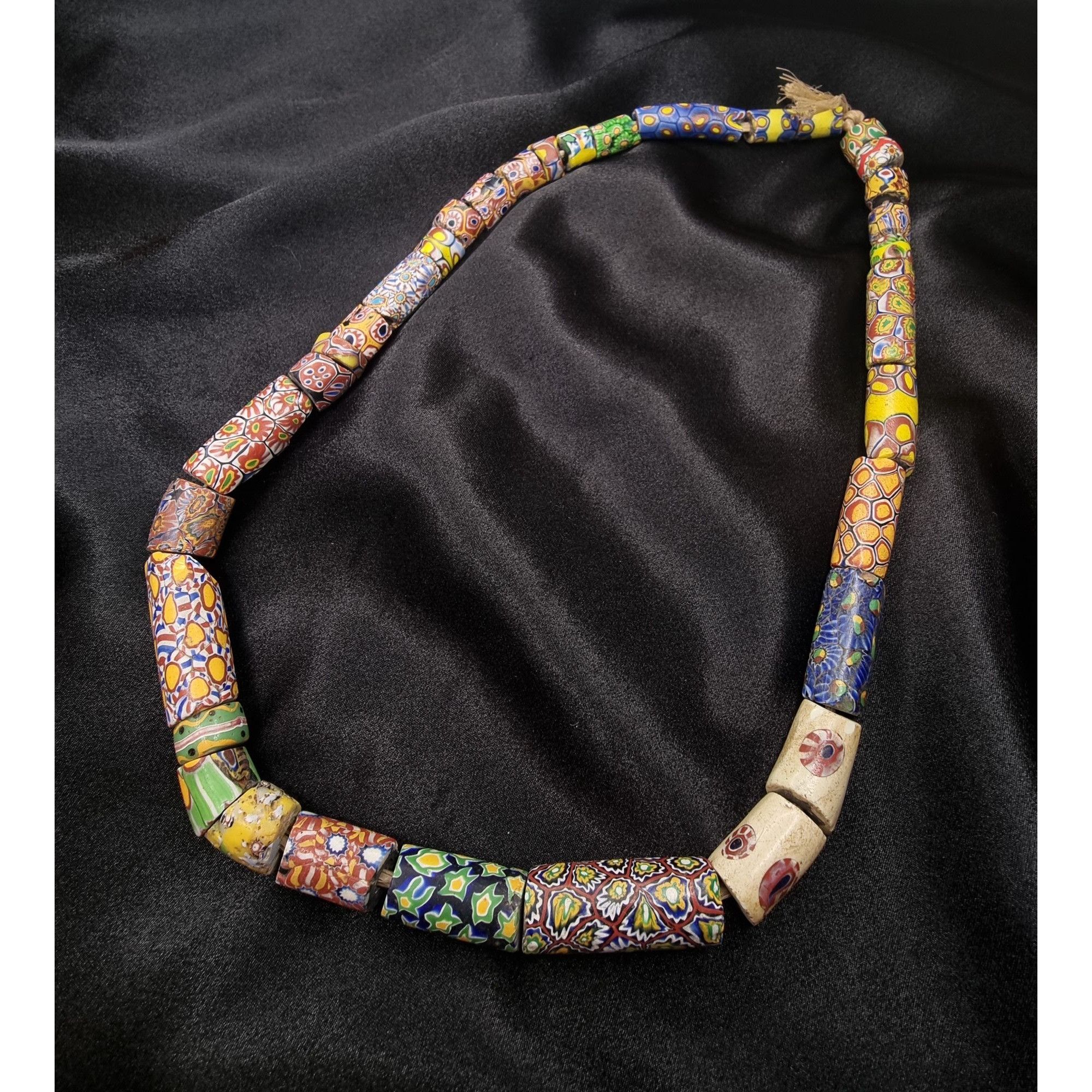Vintage Antique Millefiori Glass Beaded Necklace With Vibrant Patter Size ONE SIZE - 2 Thumbnail
