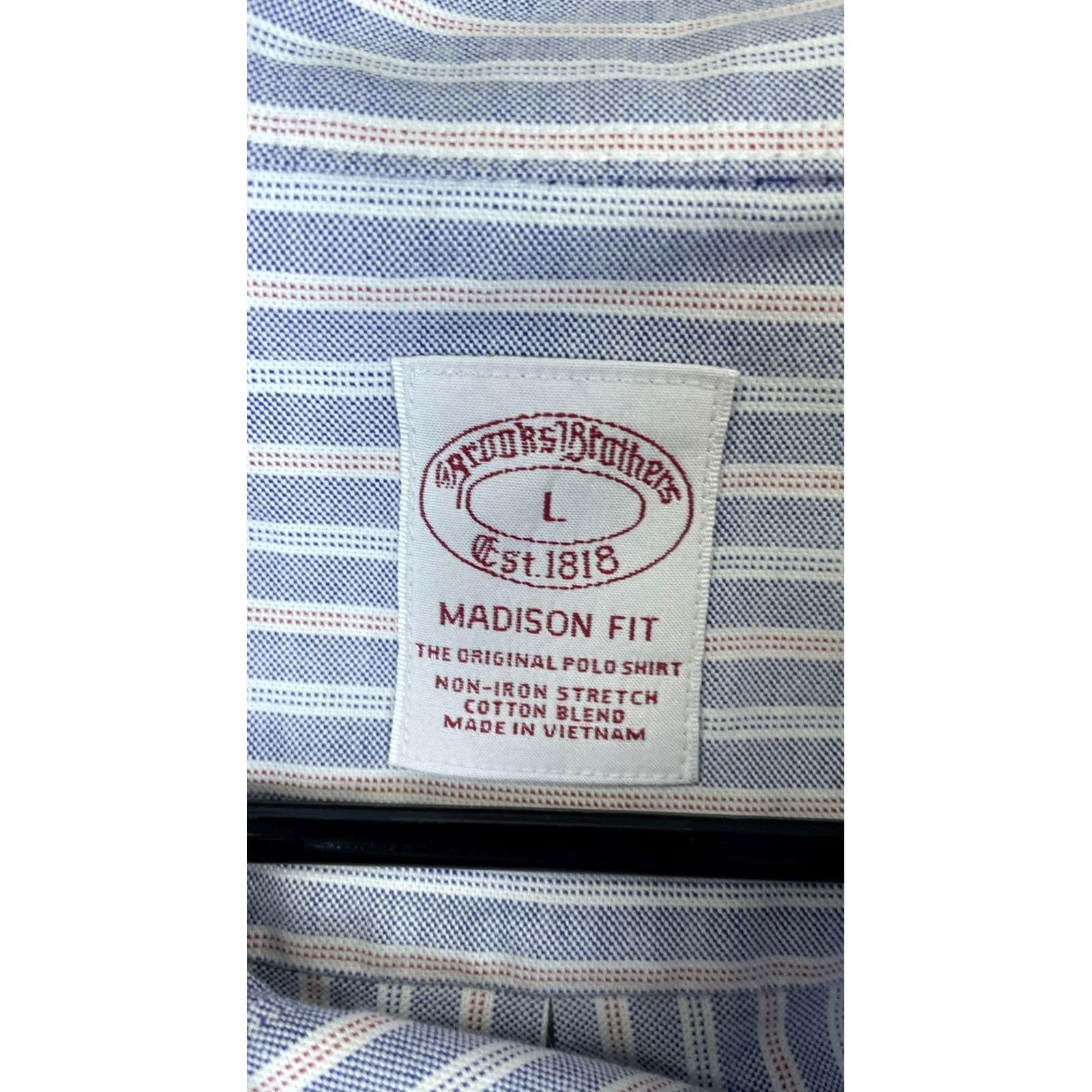 Brooks Brothers Brooks Brothers Dress Shirt Mens L Blue Stripe Madison Fit Non Iron Stretch Shirt Size 42R - 3 Thumbnail