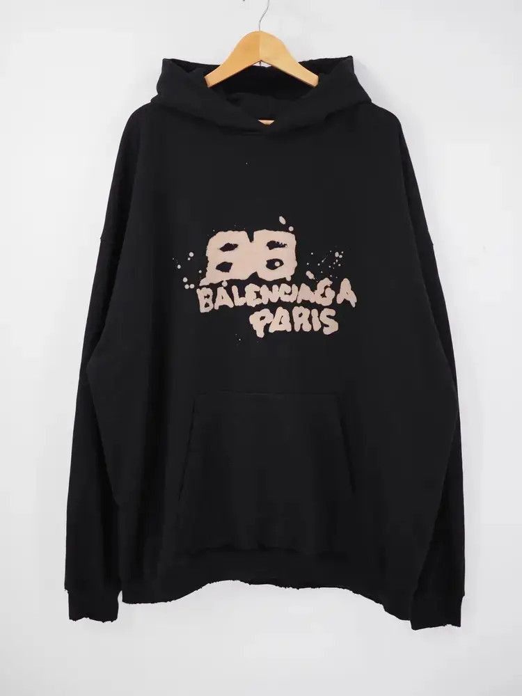 Balenciaga Balenciaga 23ss Oversized Sink Through Logo Hoodie-2507 Size US XS / EU 42 / 0 - 7 Thumbnail