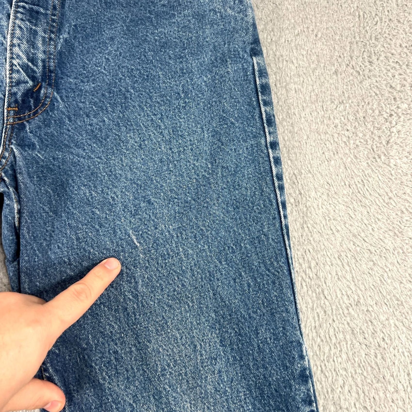 Levi's VINTAGE Levi's Jeans Men's 34x34 Blue Straight 575 80s USA Leather Orange Tab Faded Denim Cotton 5-Pocket Mens Regular Inseam 33 Stretch/Non-Stretch? Size US 33 - 2 Thumbnail
