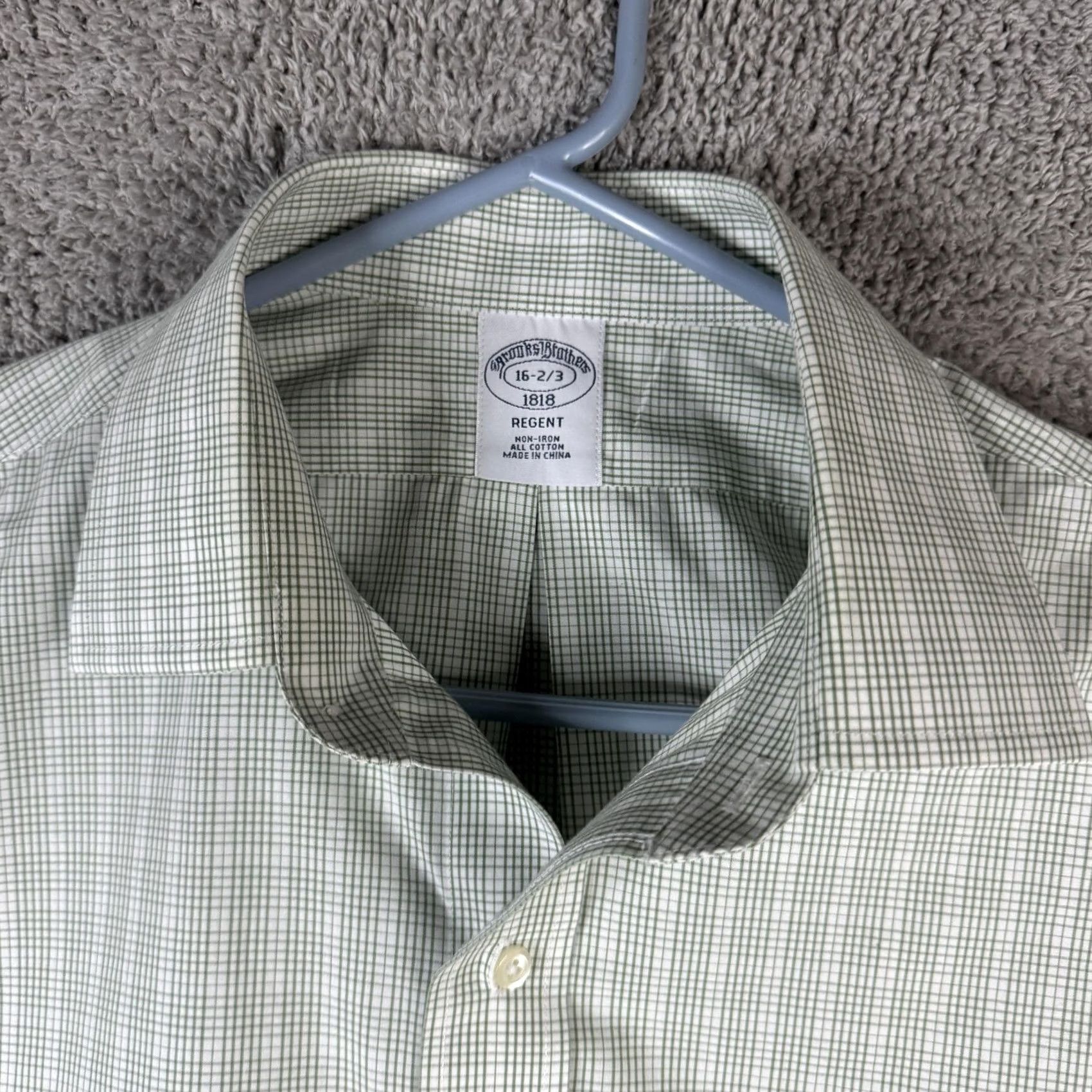 Brooks Brothers Brooks Brothers Regent Shirt Mens Slim Non-Iron 100% Cotton Green Check Dress Shirt Size US L / EU 52-54 / 3 - 5 Thumbnail