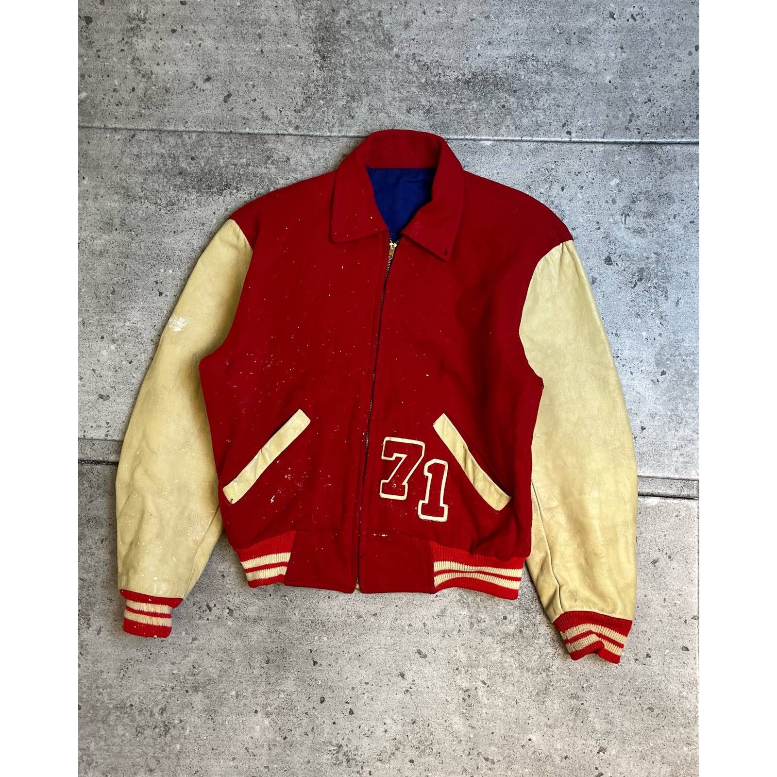 image of Vintage Reversible "marmion" Varsity Jacket (Xl) - 1970S in Red, Men's