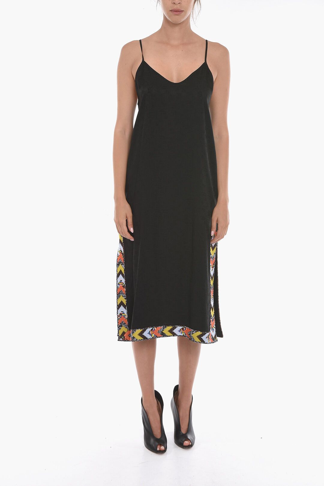 og1mm0923 Midi Slip Dress in Black