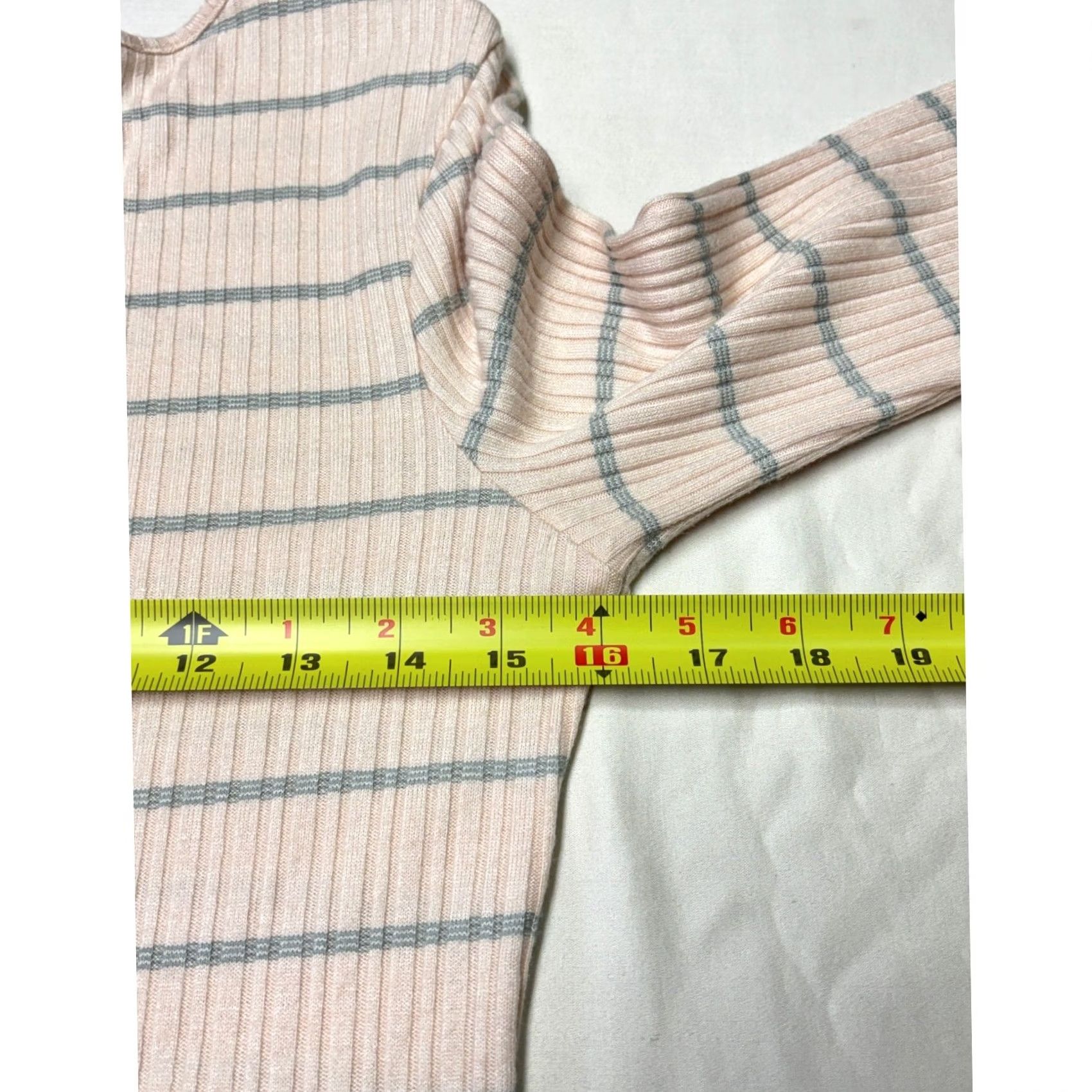 Vince Vince Womens Ribbed Long Sleeve Striped Top Pink Grey Crew Neck Size S Size S / US 4 / IT 40 - 6 Thumbnail