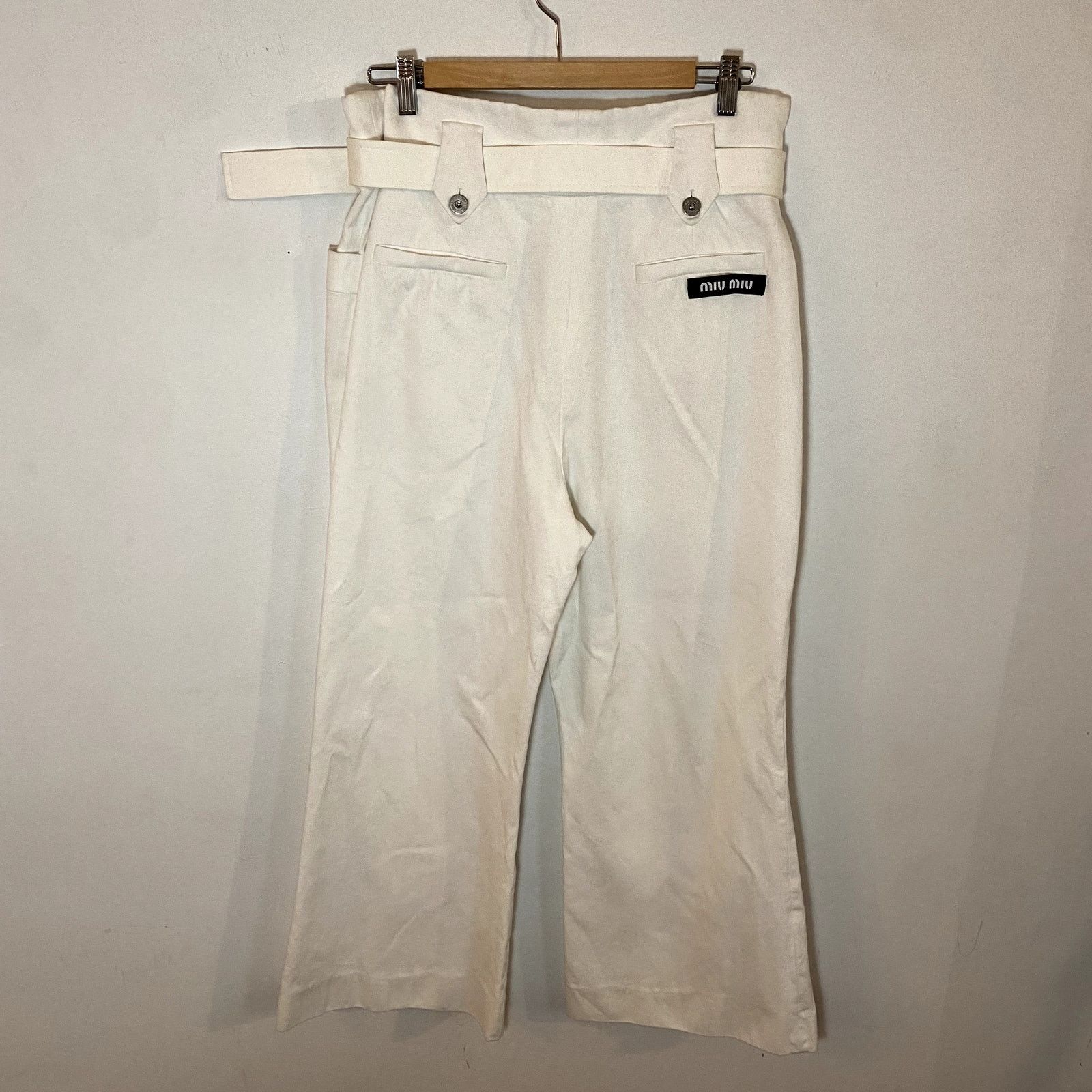 Miu Miu Miu Miu Wide Leg Bootcut Pants Belted White 2019 Size 48 IT Size 34" / US 12 / IT 48 - 2 Thumbnail