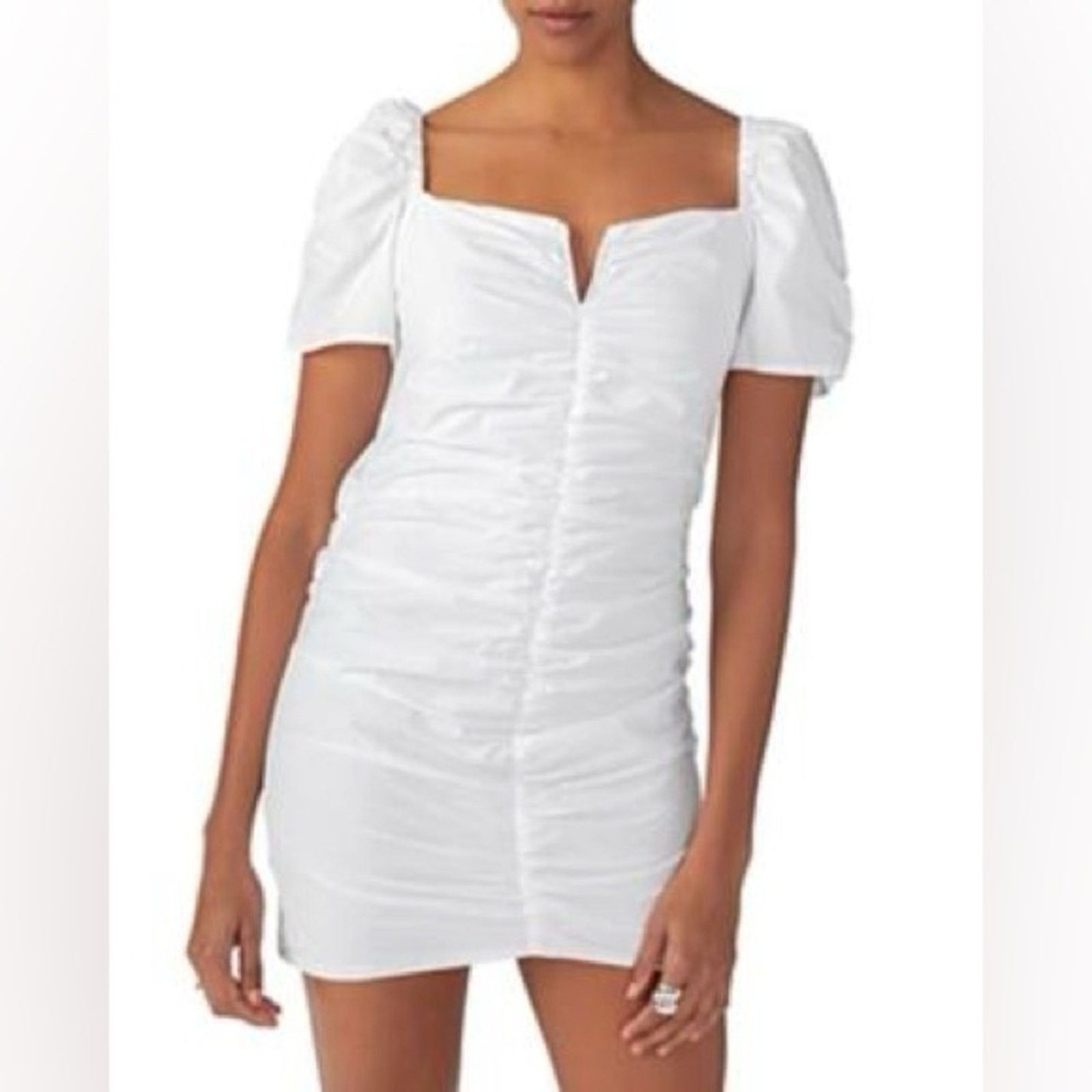Sanctuary Sanctuary White Ruched Mini Dress Size 10 Size L / US 10 / IT 46 - 2 Thumbnail