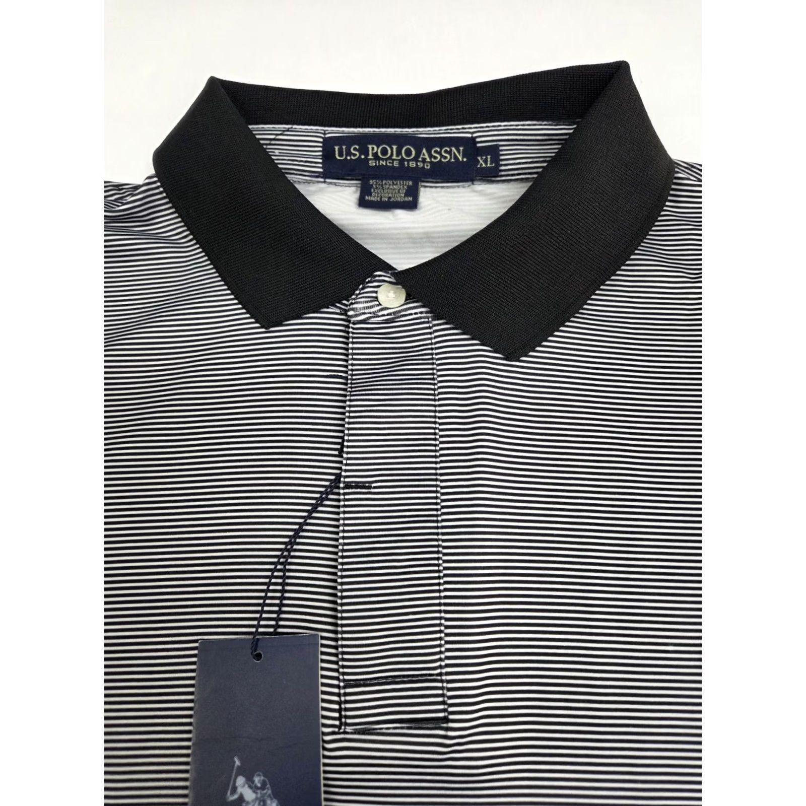 U.S. Polo Assn. NWT US Polo ASSN Mens Polo Feel Dry Shirt Black/White Striped Size XL Size US XL / EU 56 / 4 - 2 Thumbnail