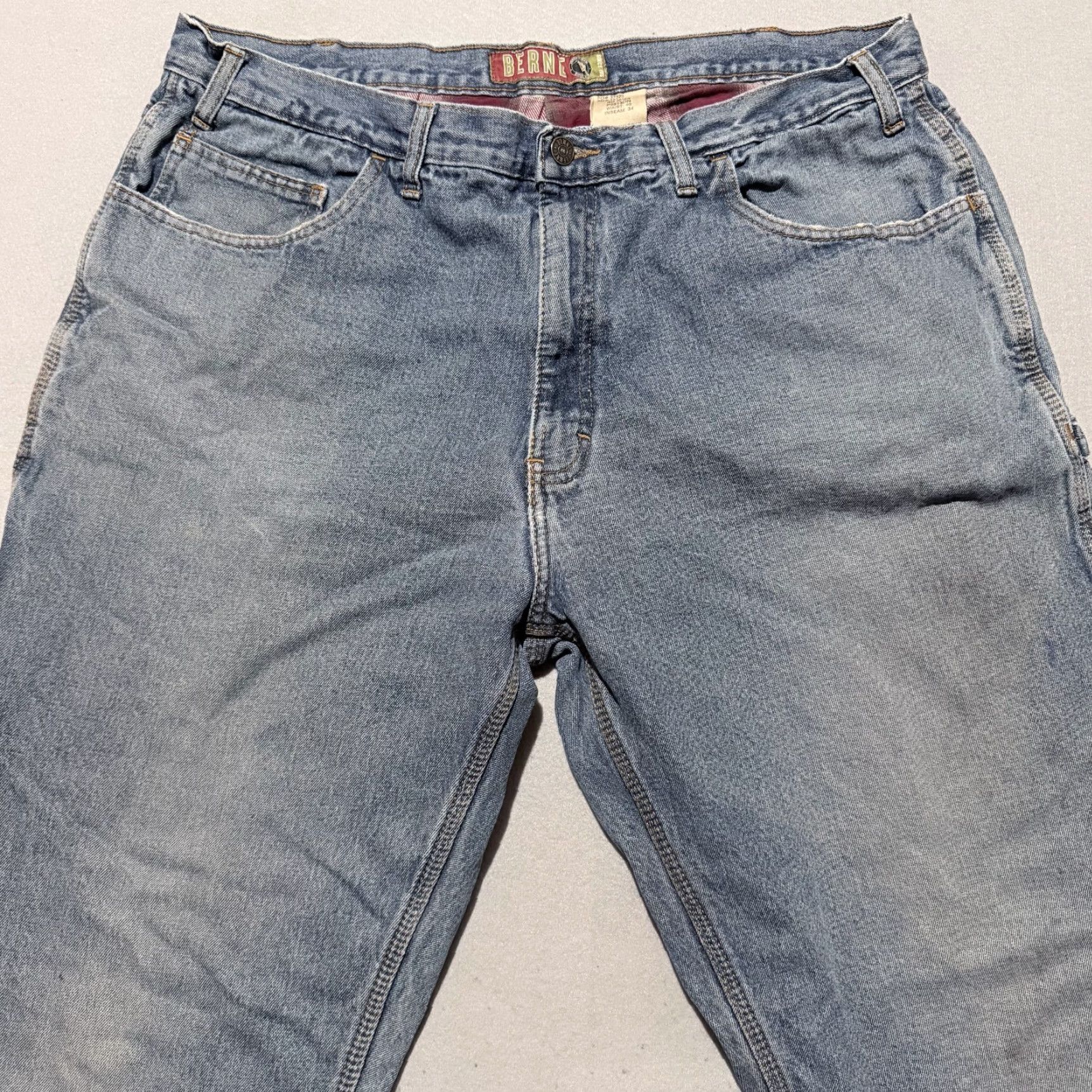 Denime Berne Jeans Blue Denim Flannel Lined Carpenter 40x34 - Distressed Workwear Shirts? Size US 36 / EU 52 - 3 Thumbnail