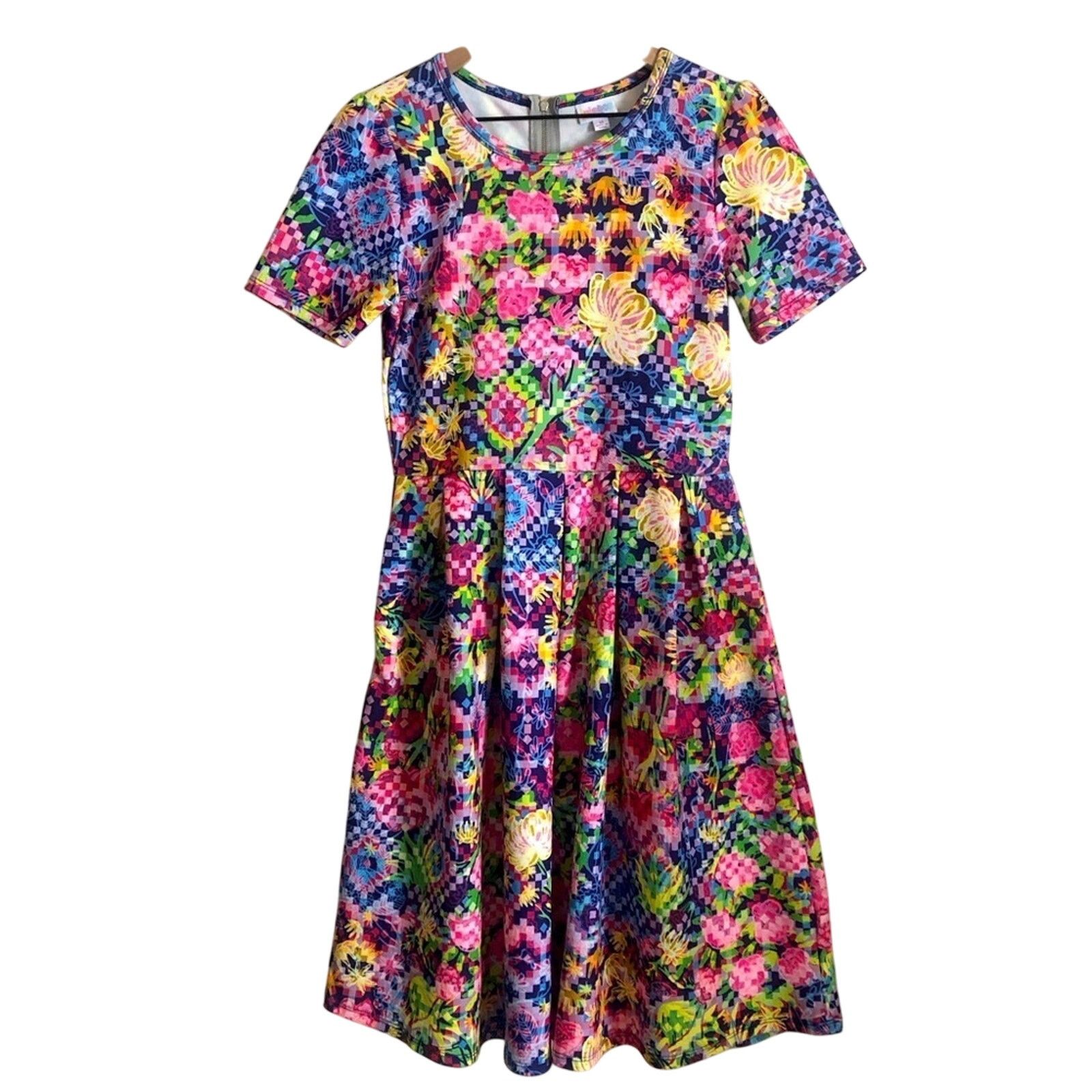 Other LuLaRoe Multicolor Geometric Floral Knee Length Dress Size M / US 6-8 / IT 42-44 - 1 Thumbnail