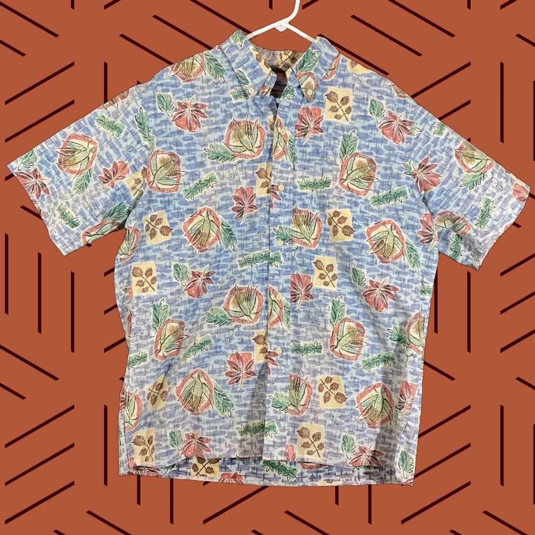 Reyn Spooner Reyn Spooner Mens XL Button-Down Hawaiian Shirt Blue Short Sleeve Floral Size US XL / EU 56 / 4 - 1 Thumbnail
