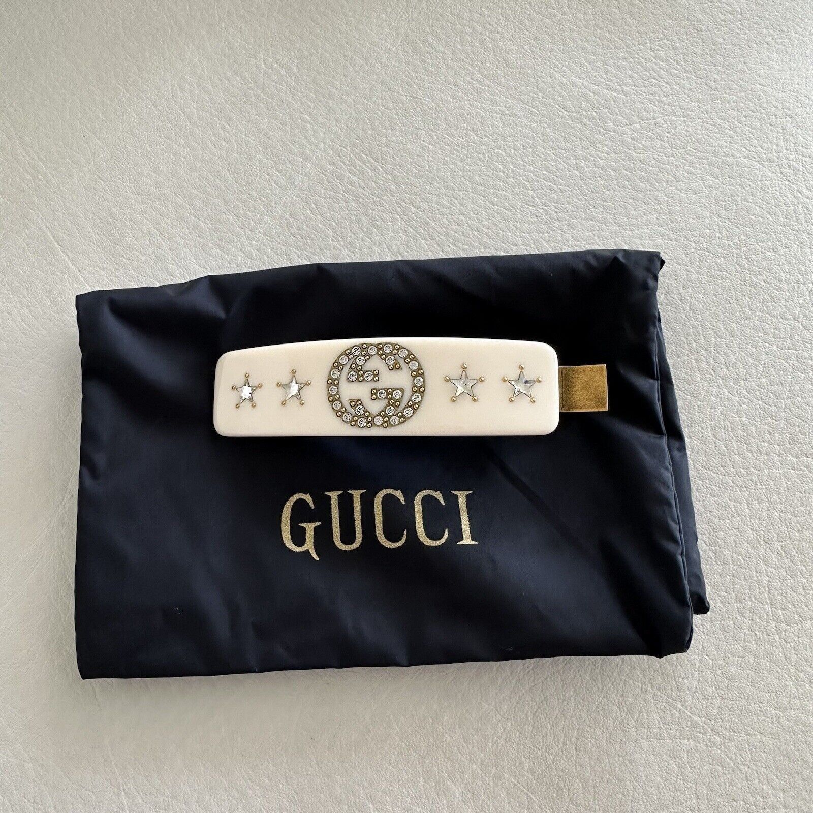 Gucci NEW GUCCI CRYSTAL HAIR INTERLOCKING G Clip White Crystal￼ Size ONE SIZE - 5 Thumbnail