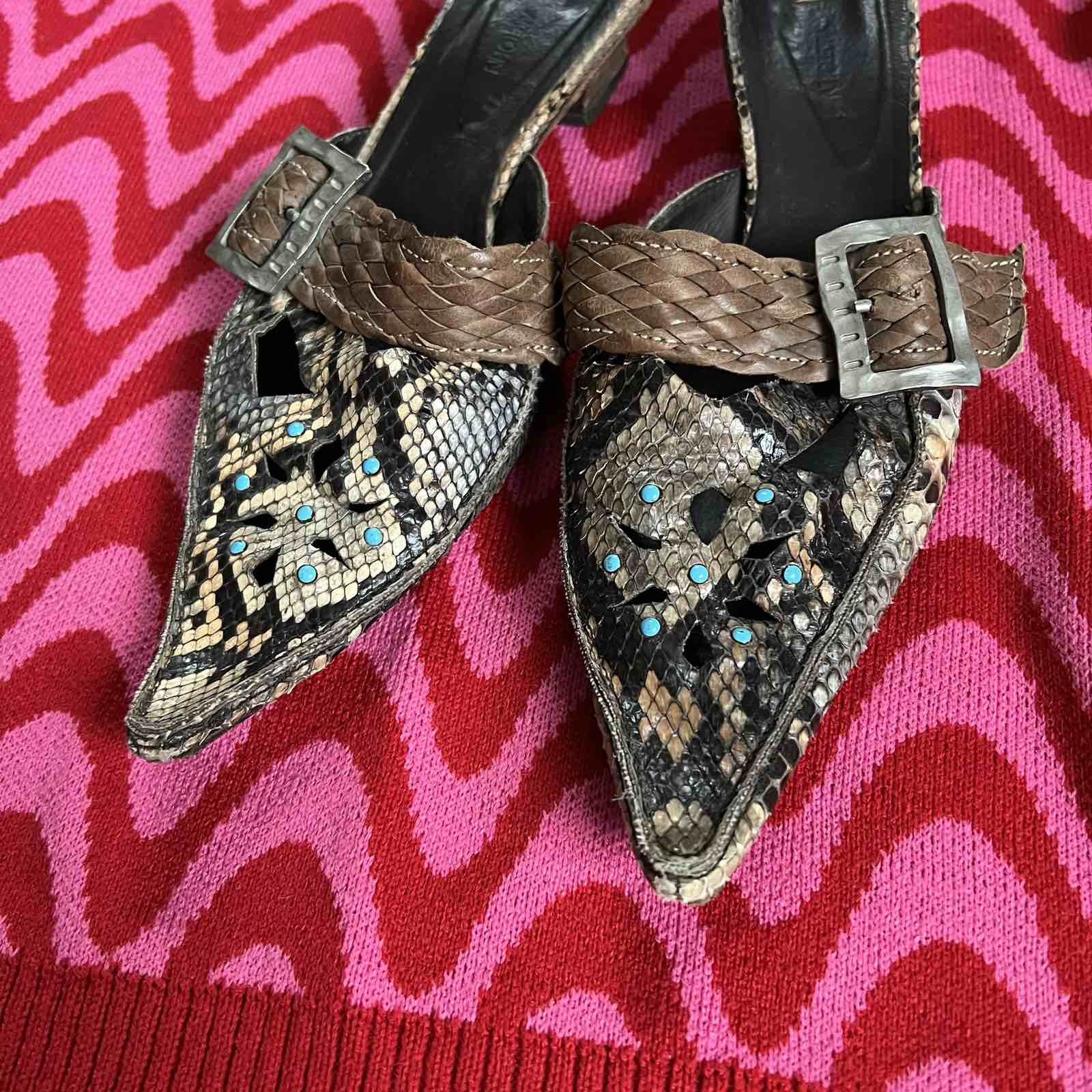 Designer × Leather × Vintage AKETOHN python Leather Heels Printed Italy Size 38 Size US 8 / IT 38 - 3 Thumbnail