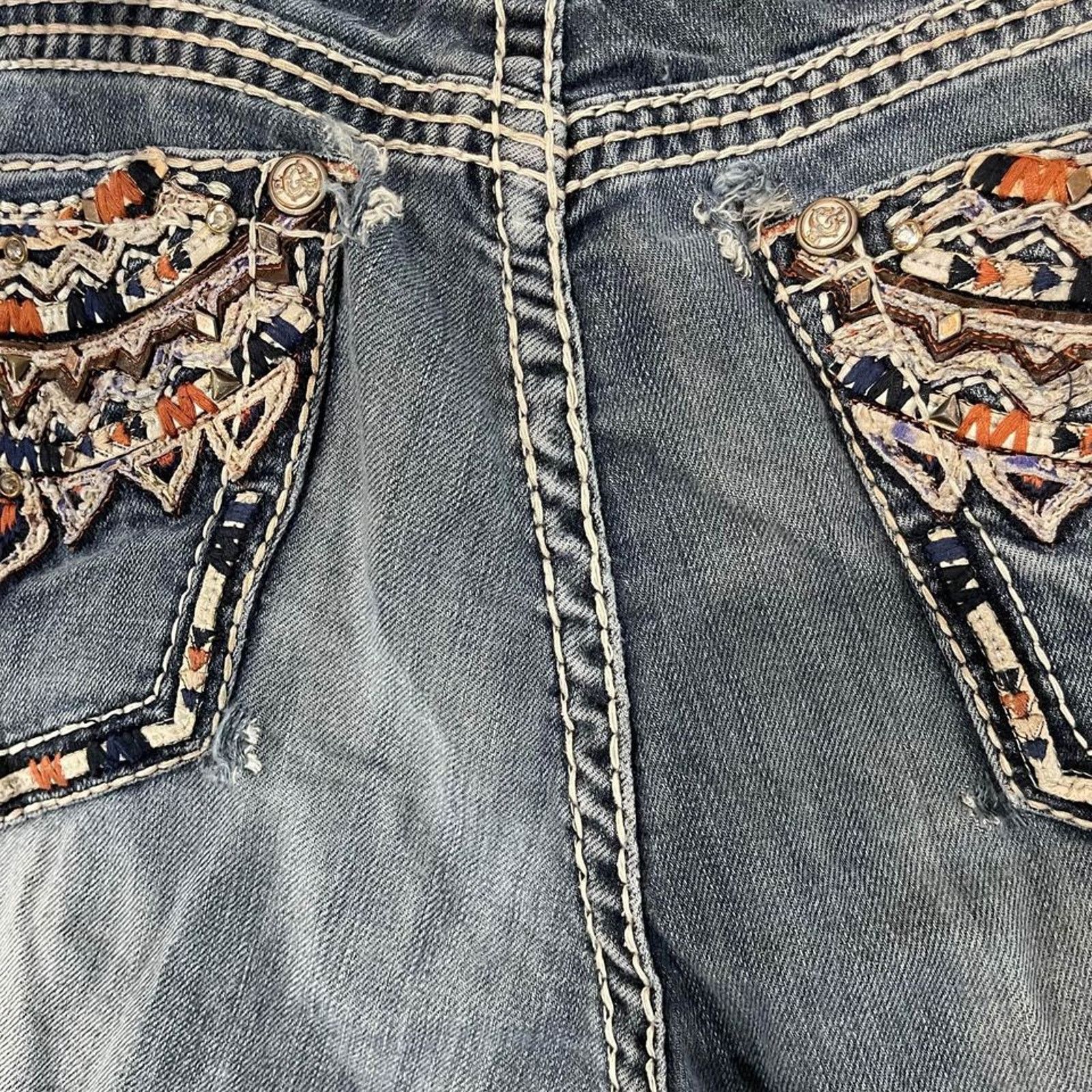 Grace in LA Grace in LA Bootcut Jeans Rhinestone Distressed Women's 29 Size 29" - 8 Thumbnail