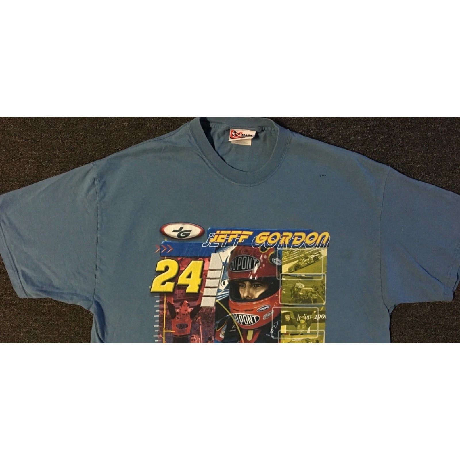 NASCAR VINTAGE NASCAR Jeff Gordon Faded All Over Print Shirt XL Blue Men Short Sleeve T-Shirt 90s Biker Grunge Racing Car USA Retro 80s 90s Indie Racing Size US XL / EU 56 / 4 - 7 Thumbnail