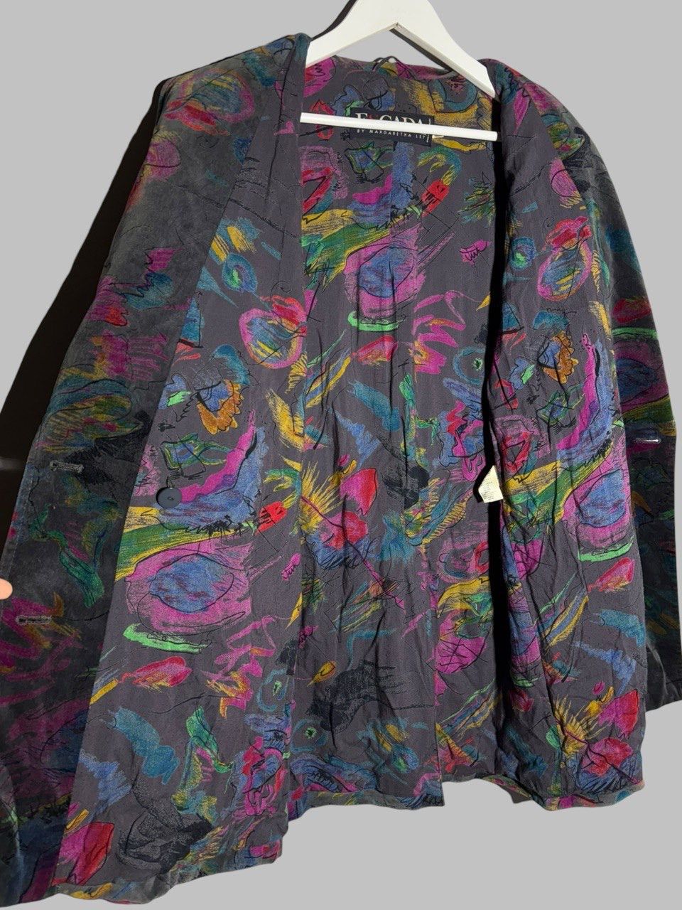 Escada Escada By Margaretha Ley 2-Breasted Abstract AOP Velour Coat Size M / US 6-8 / IT 42-44 - 15 Thumbnail