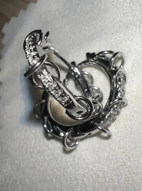 Jewelry CZ Zircon Circle Hoop Earring Size ONE SIZE - 3 Thumbnail