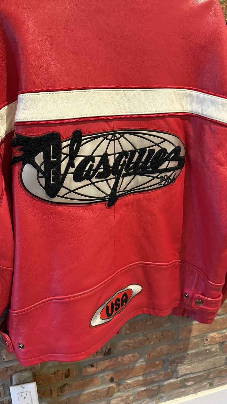Vasque Vintage Vasque Red Leather Racing Jacket 90s Size US XXL / EU 58 / 5 - 6 Thumbnail